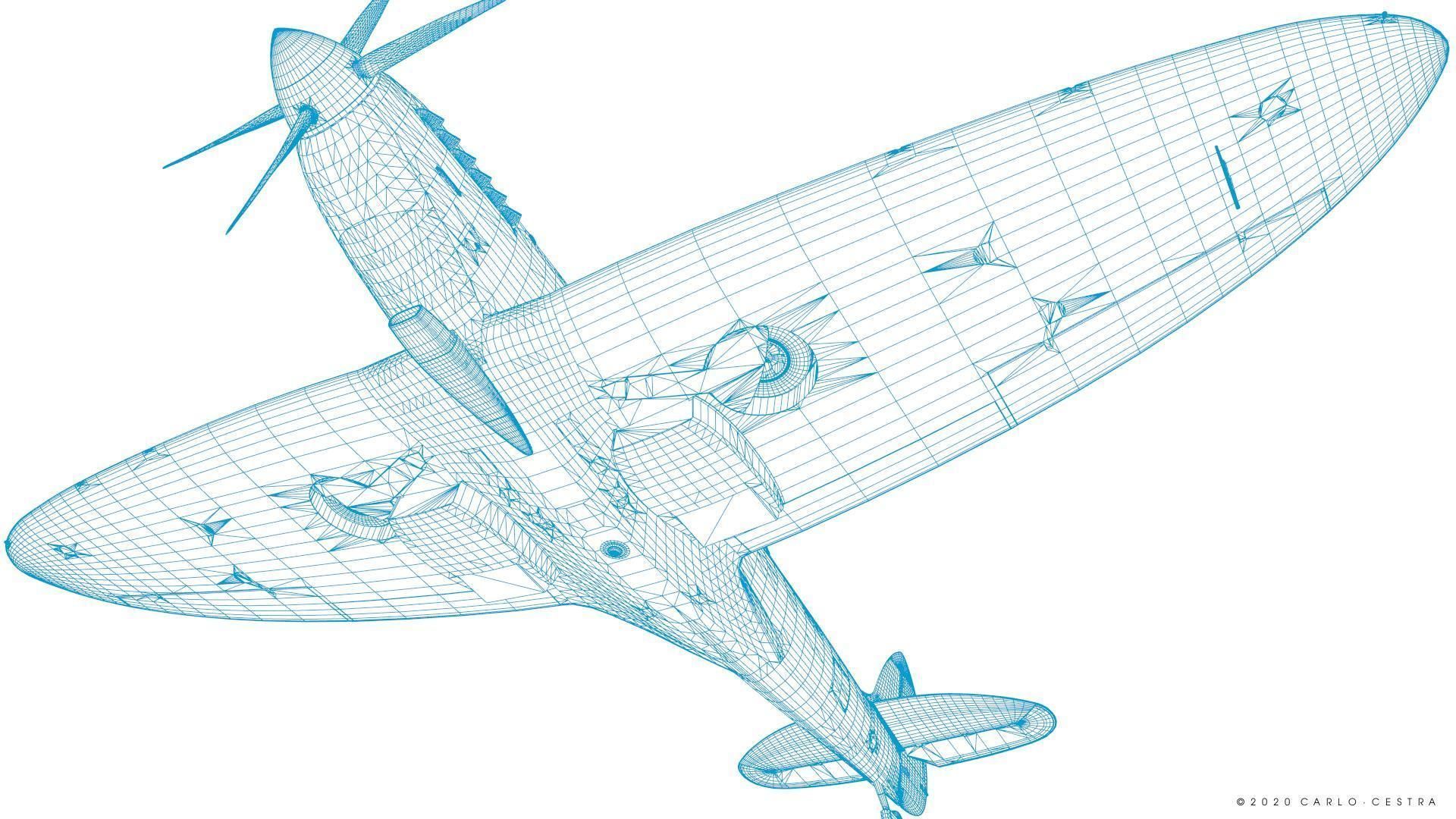 SPITFIRE TR MK9 - Rigged Low-poly 3D model_44