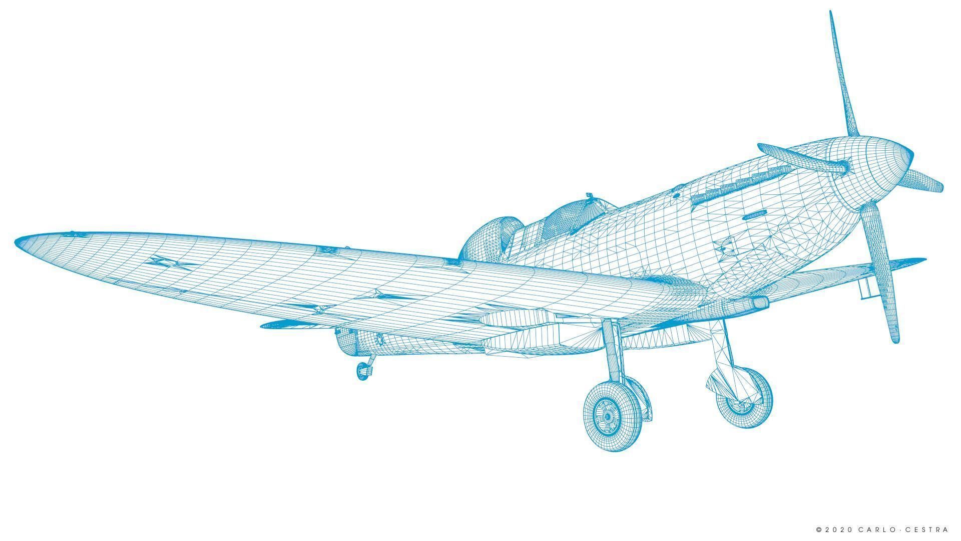 SPITFIRE TR MK9 - Rigged Low-poly 3D model_40