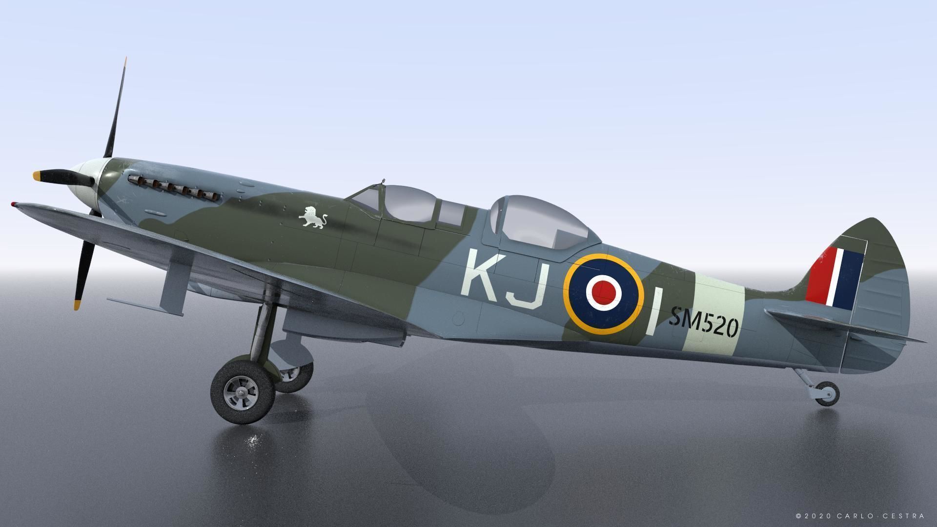 SPITFIRE TR MK9 - Rigged Low-poly 3D model_13