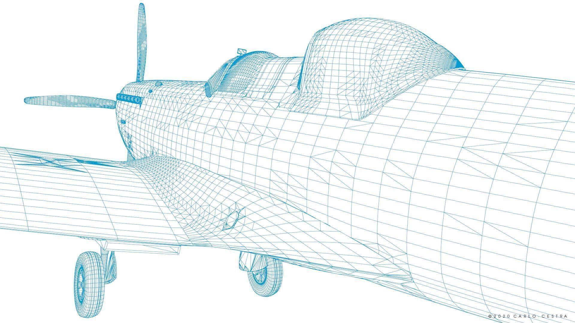 SPITFIRE TR MK9 - Rigged Low-poly 3D model_51