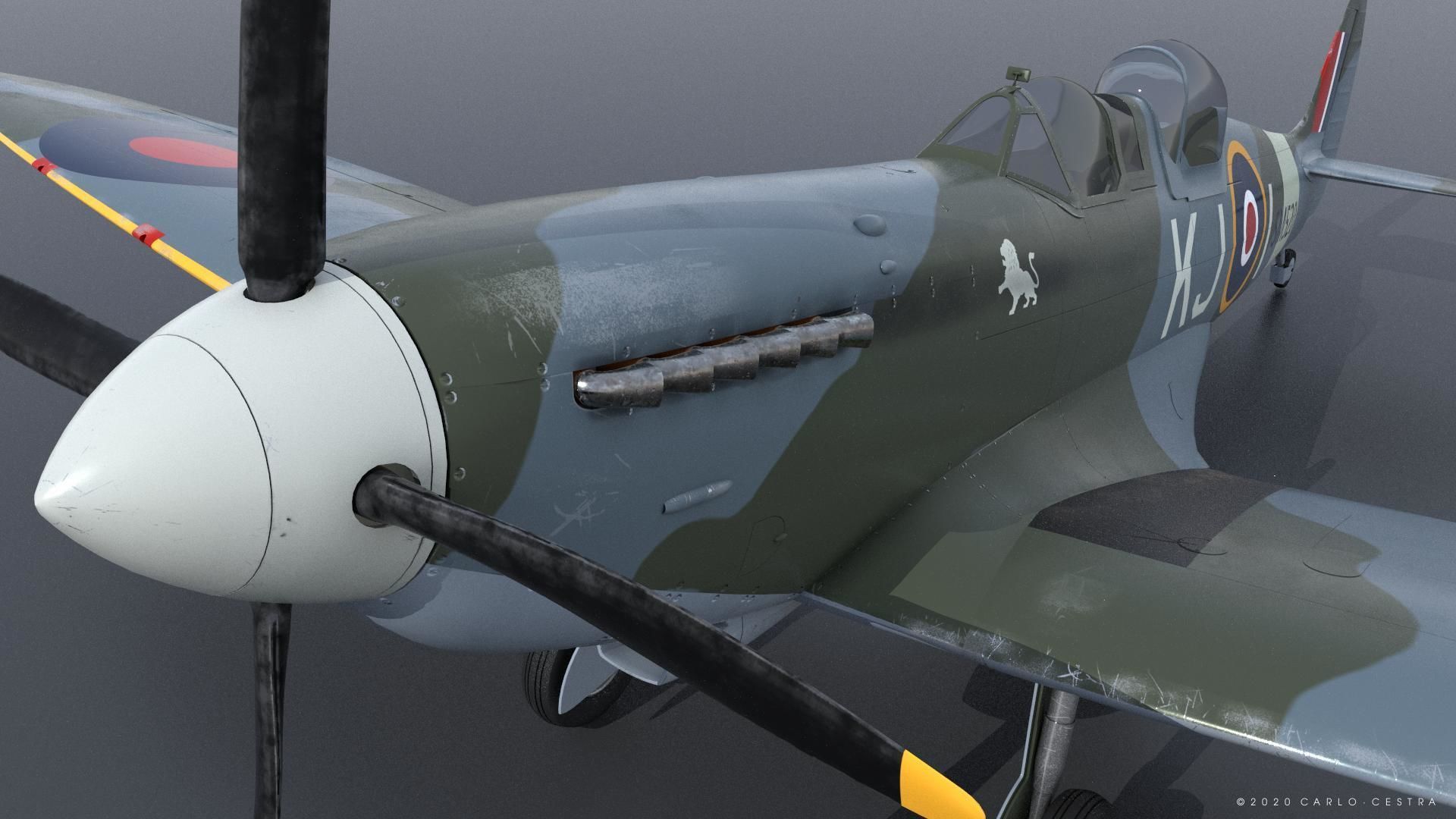 SPITFIRE TR MK9 - Rigged Low-poly 3D model_6