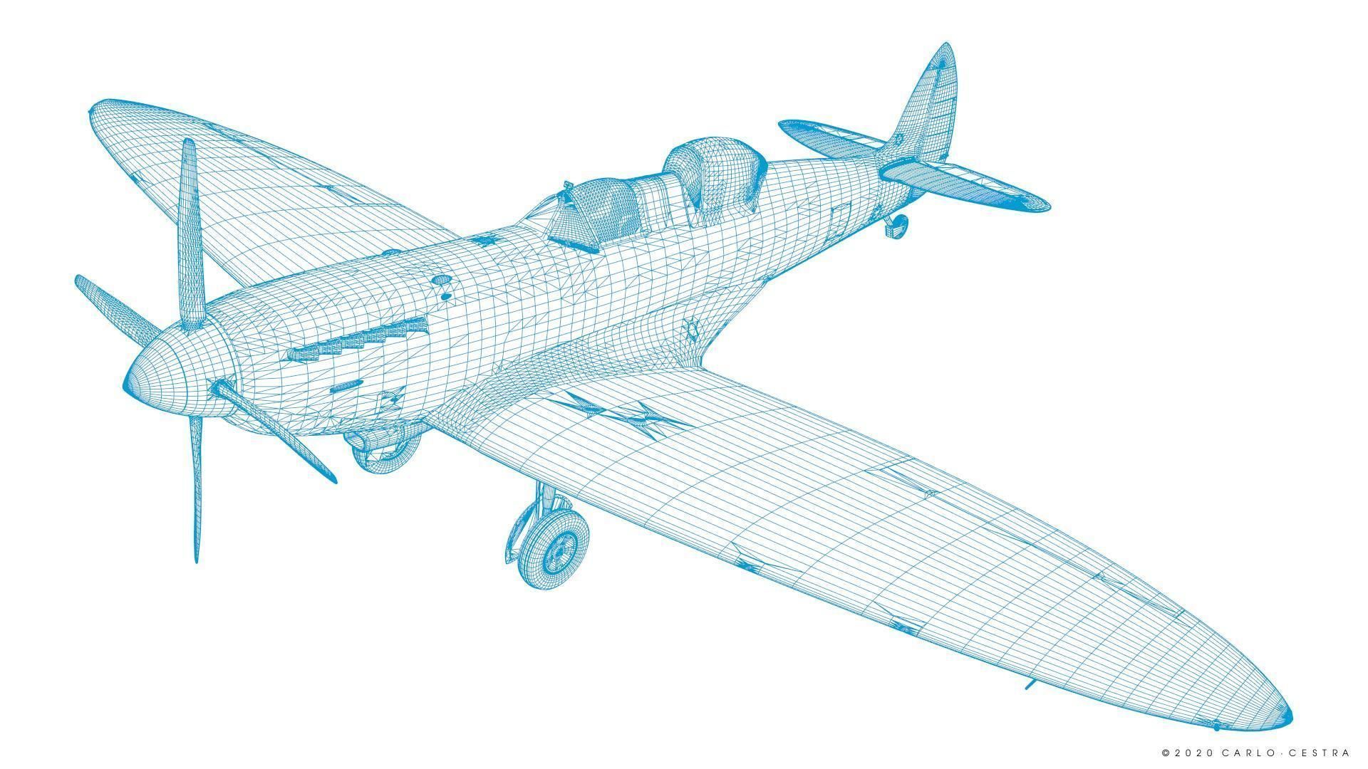 SPITFIRE TR MK9 - Rigged Low-poly 3D model_49