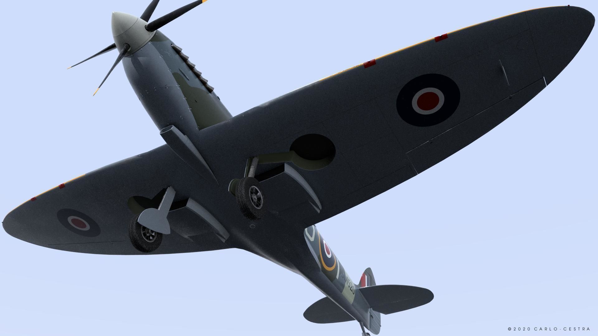 SPITFIRE TR MK9 - Rigged Low-poly 3D model_17