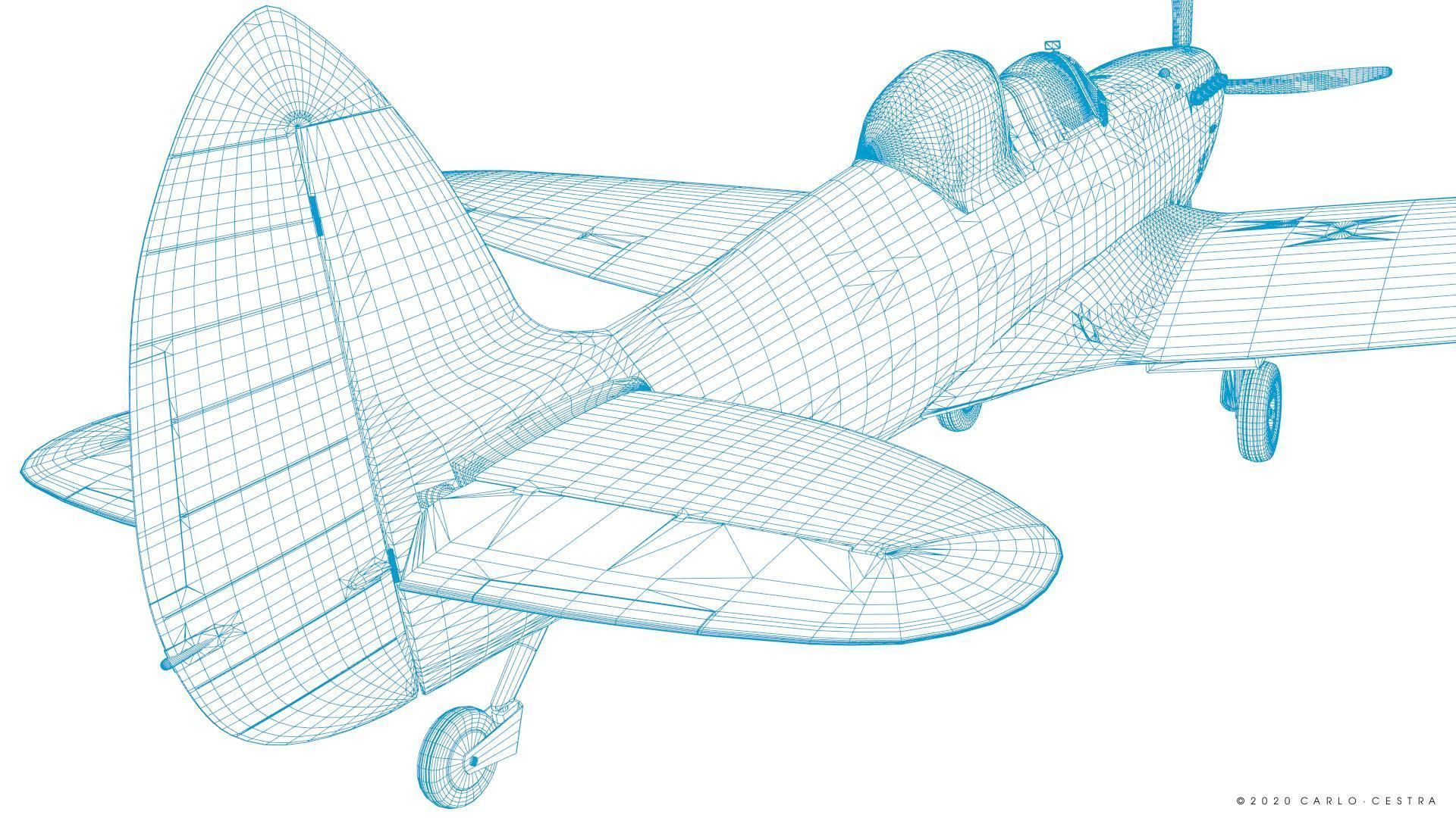 SPITFIRE TR MK9 - Rigged Low-poly 3D model_52