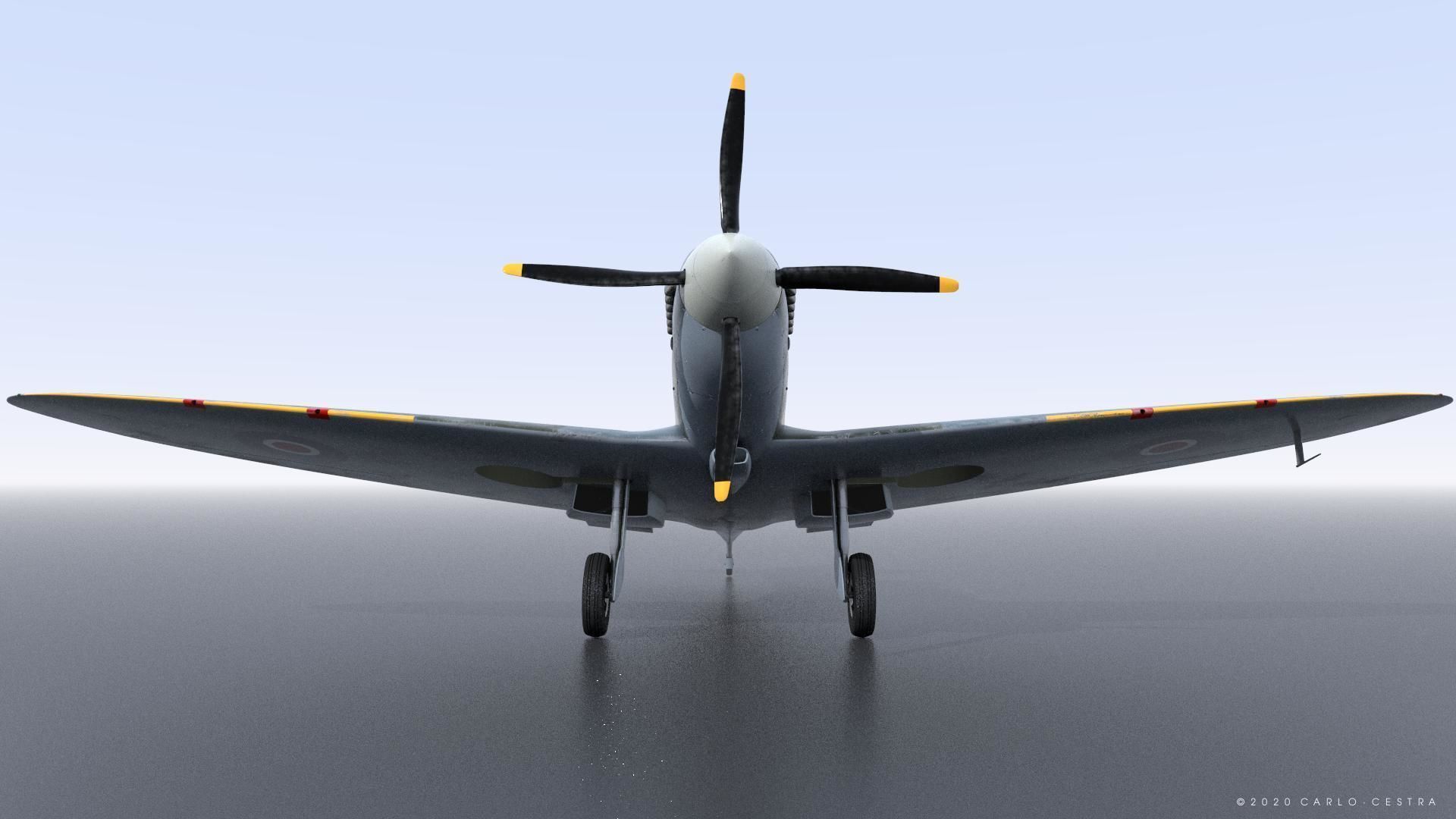 SPITFIRE TR MK9 - Rigged Low-poly 3D model_15