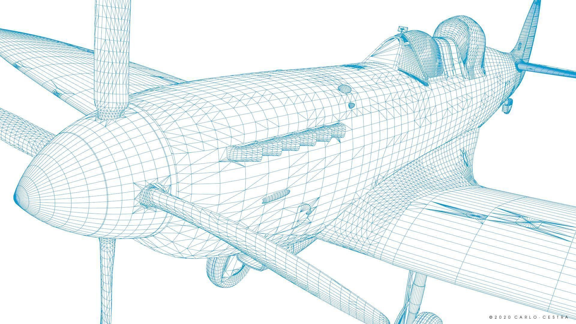 SPITFIRE TR MK9 - Rigged Low-poly 3D model_46