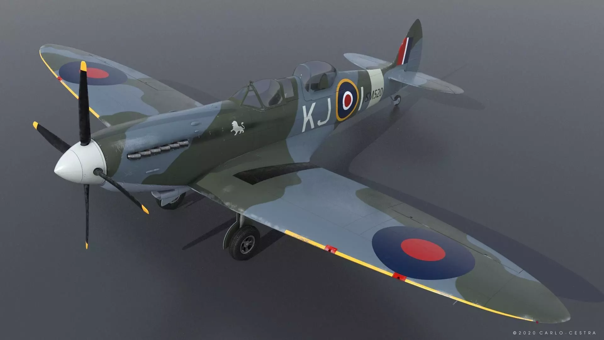 SPITFIRE TR MK9 - Rigged Low-poly 3D model_0