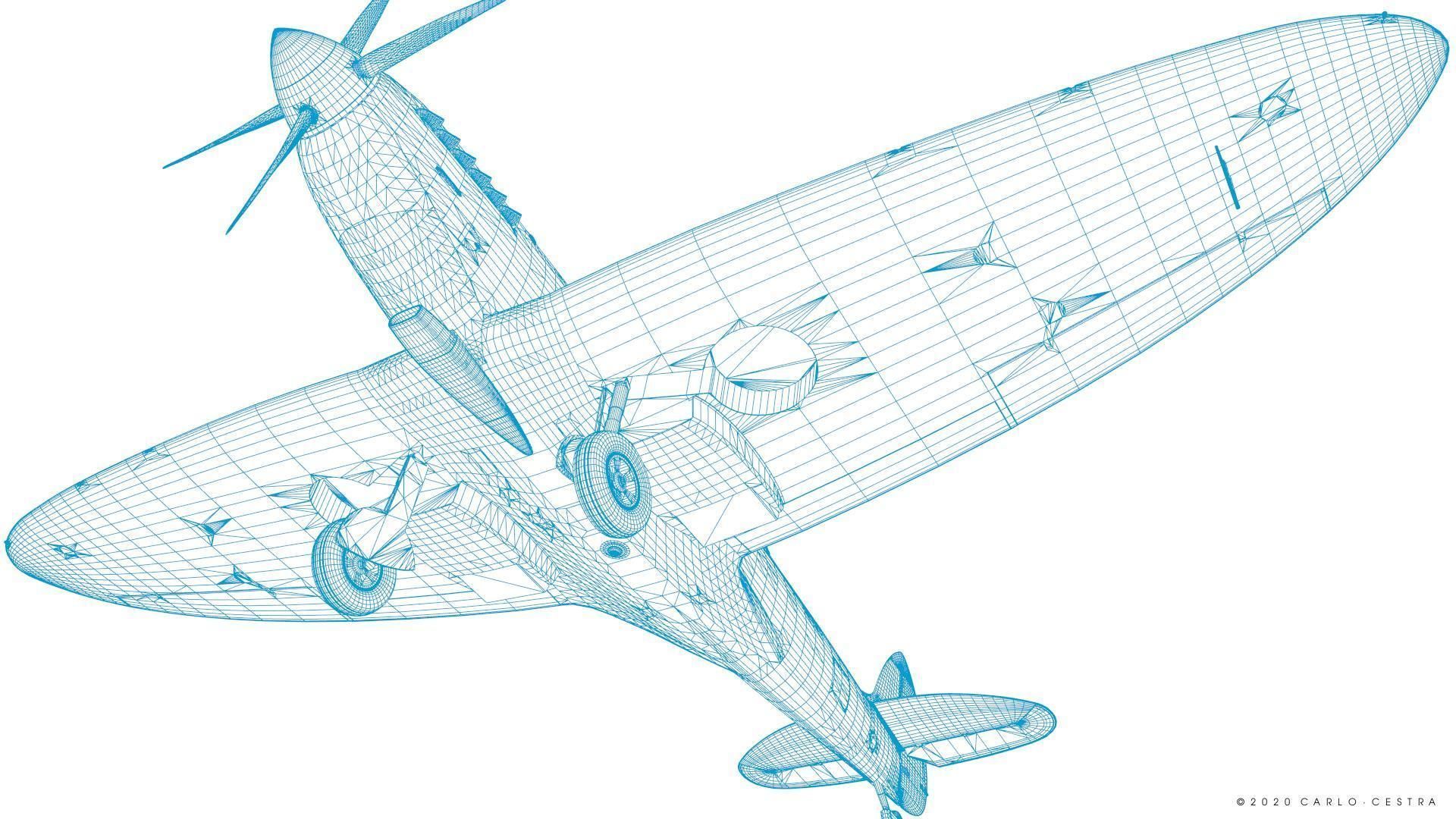 SPITFIRE TR MK9 - Rigged Low-poly 3D model_54