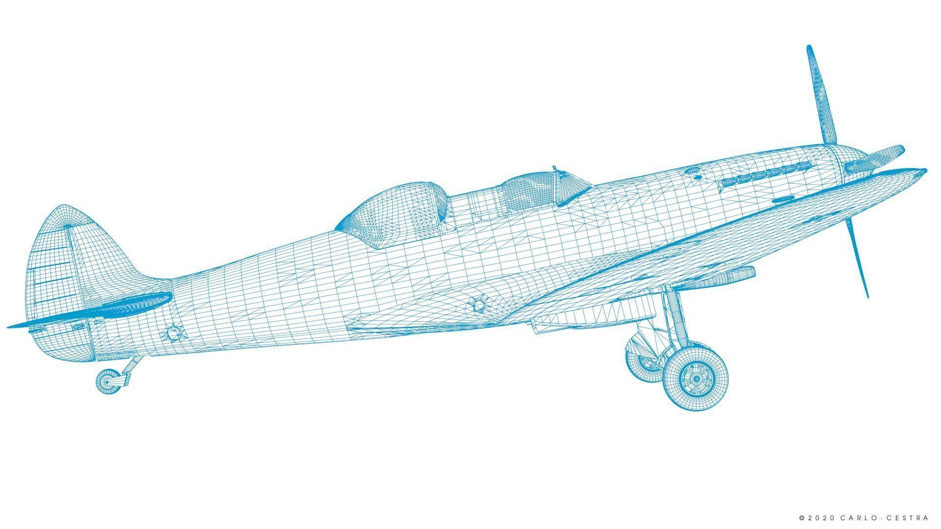 SPITFIRE TR MK9 - Rigged Low-poly 3D model_43