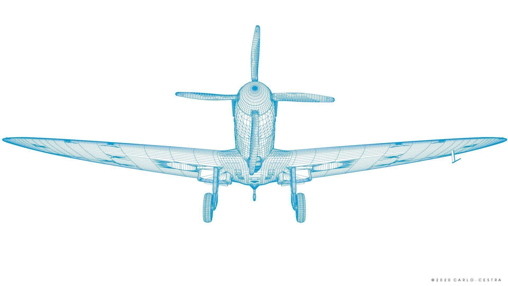 SPITFIRE TR MK9 - Rigged Low-poly 3D model_42