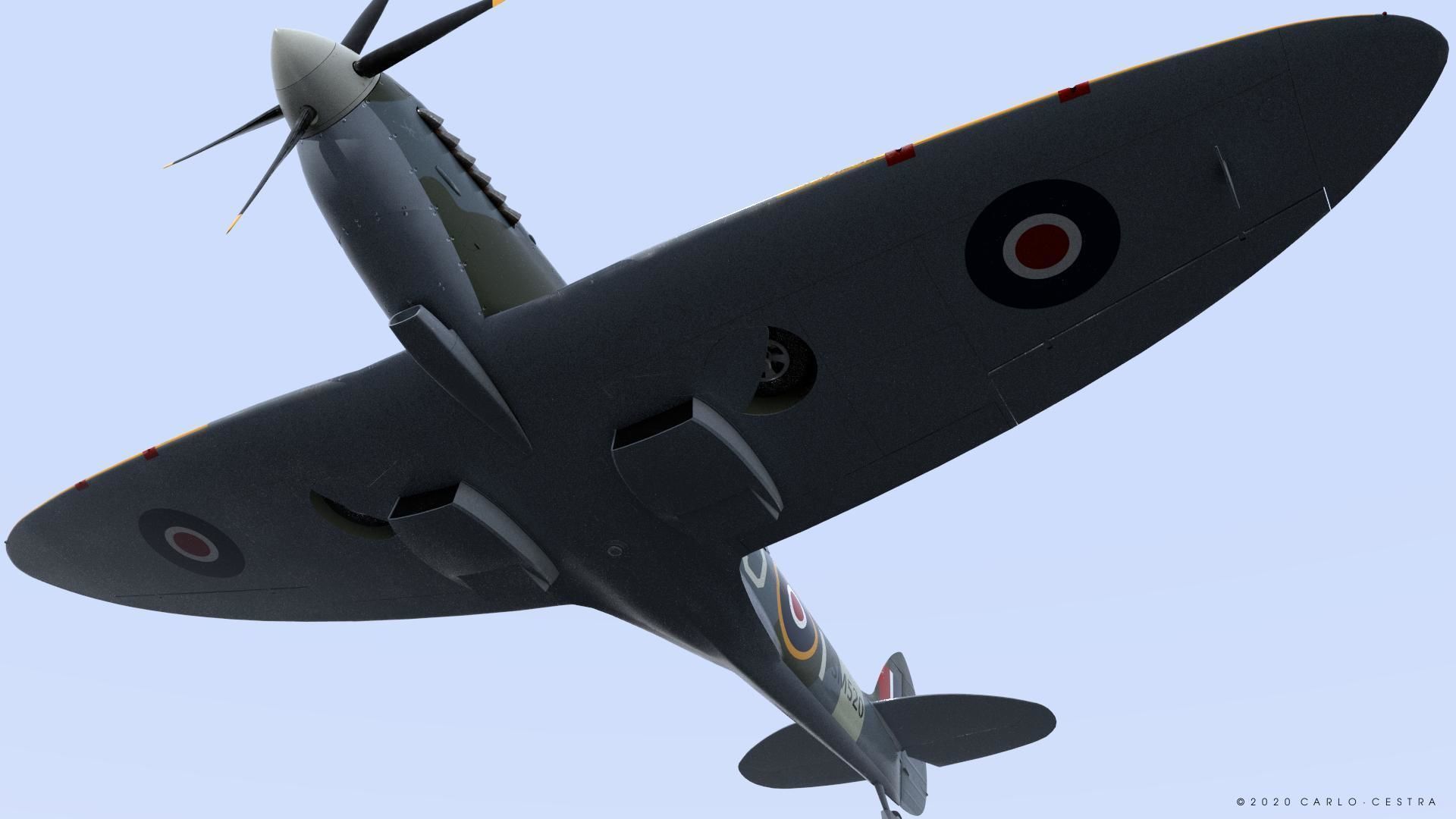 SPITFIRE TR MK9 - Rigged Low-poly 3D model_18