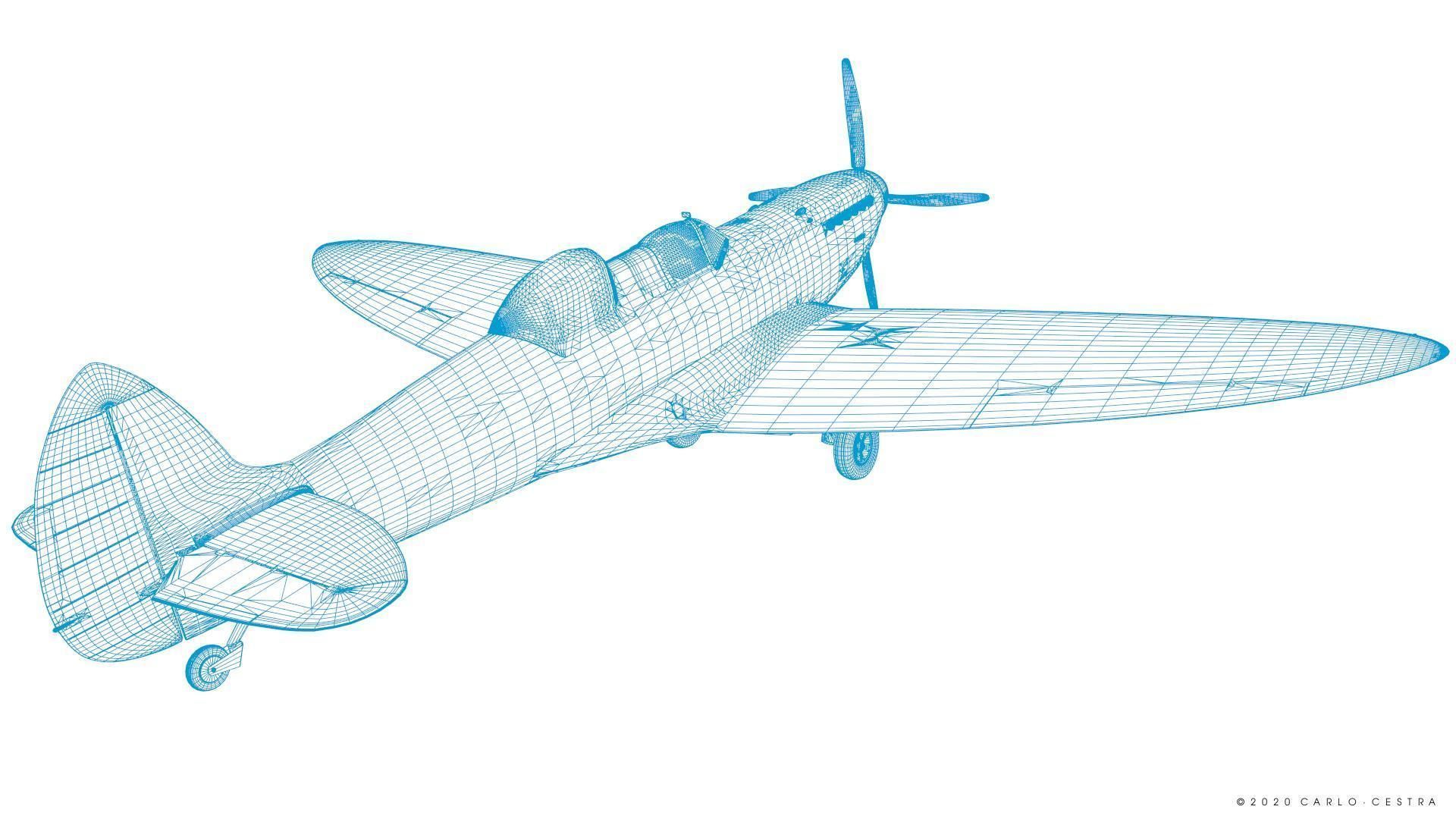 SPITFIRE TR MK9 - Rigged Low-poly 3D model_47
