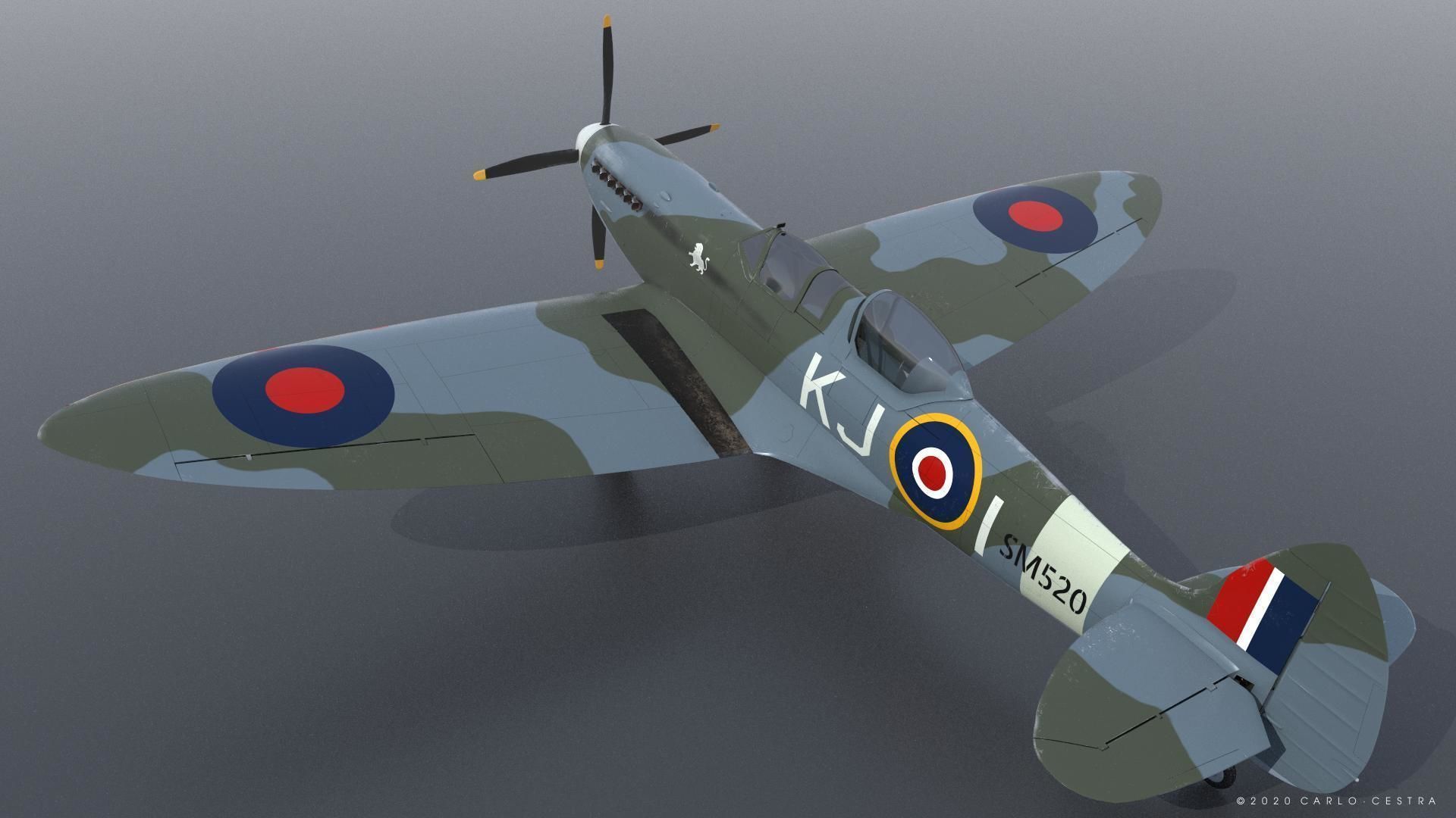 SPITFIRE TR MK9 - Rigged Low-poly 3D model_5