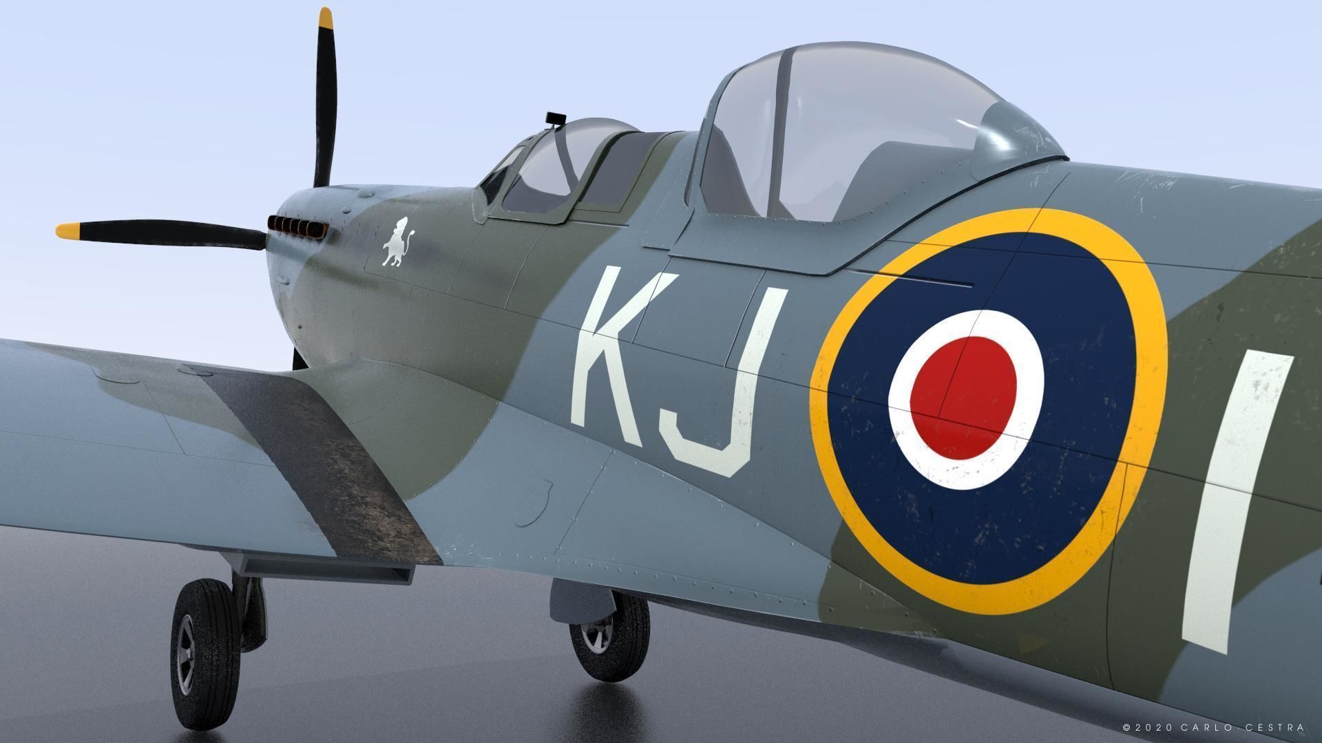 SPITFIRE TR MK9 - Rigged Low-poly 3D model_9