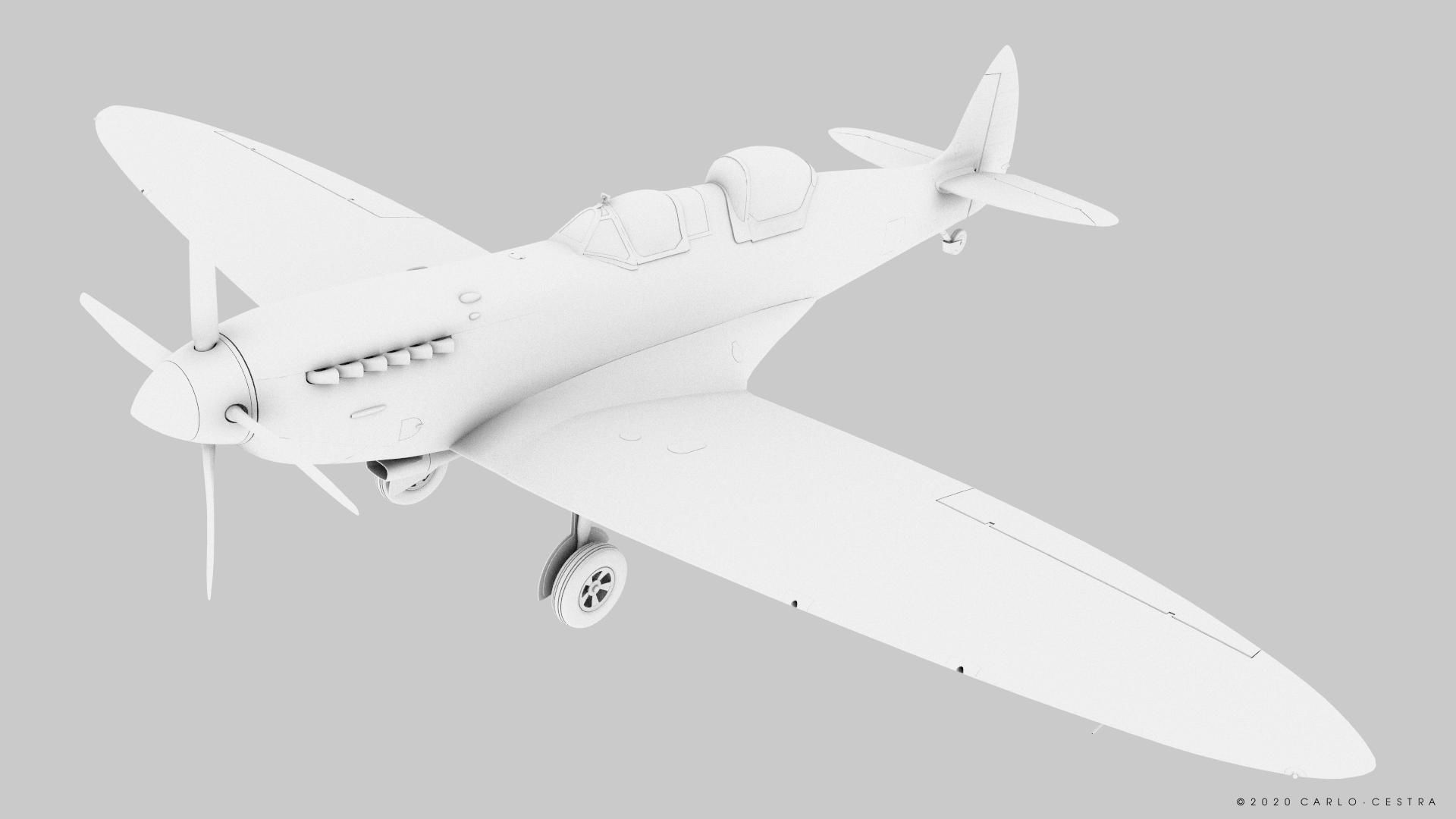 SPITFIRE TR MK9 - Rigged Low-poly 3D model_21