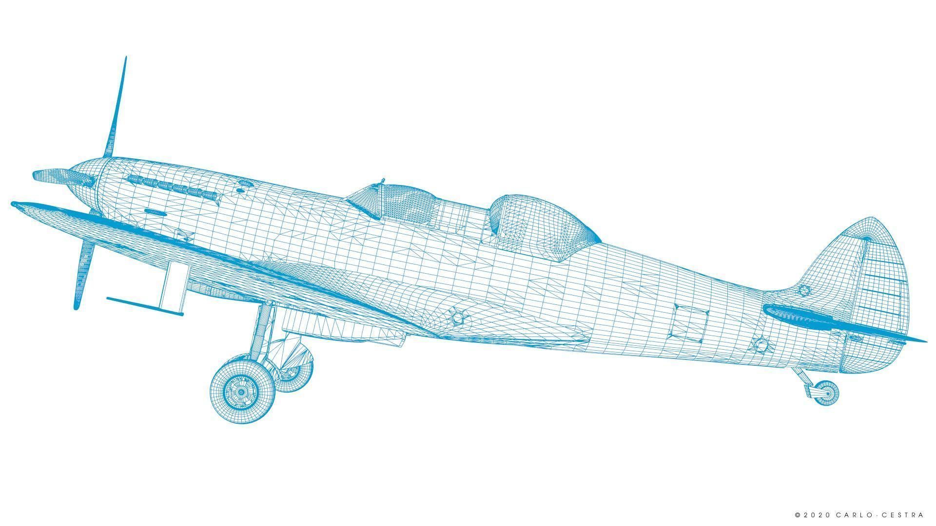 SPITFIRE TR MK9 - Rigged Low-poly 3D model_50