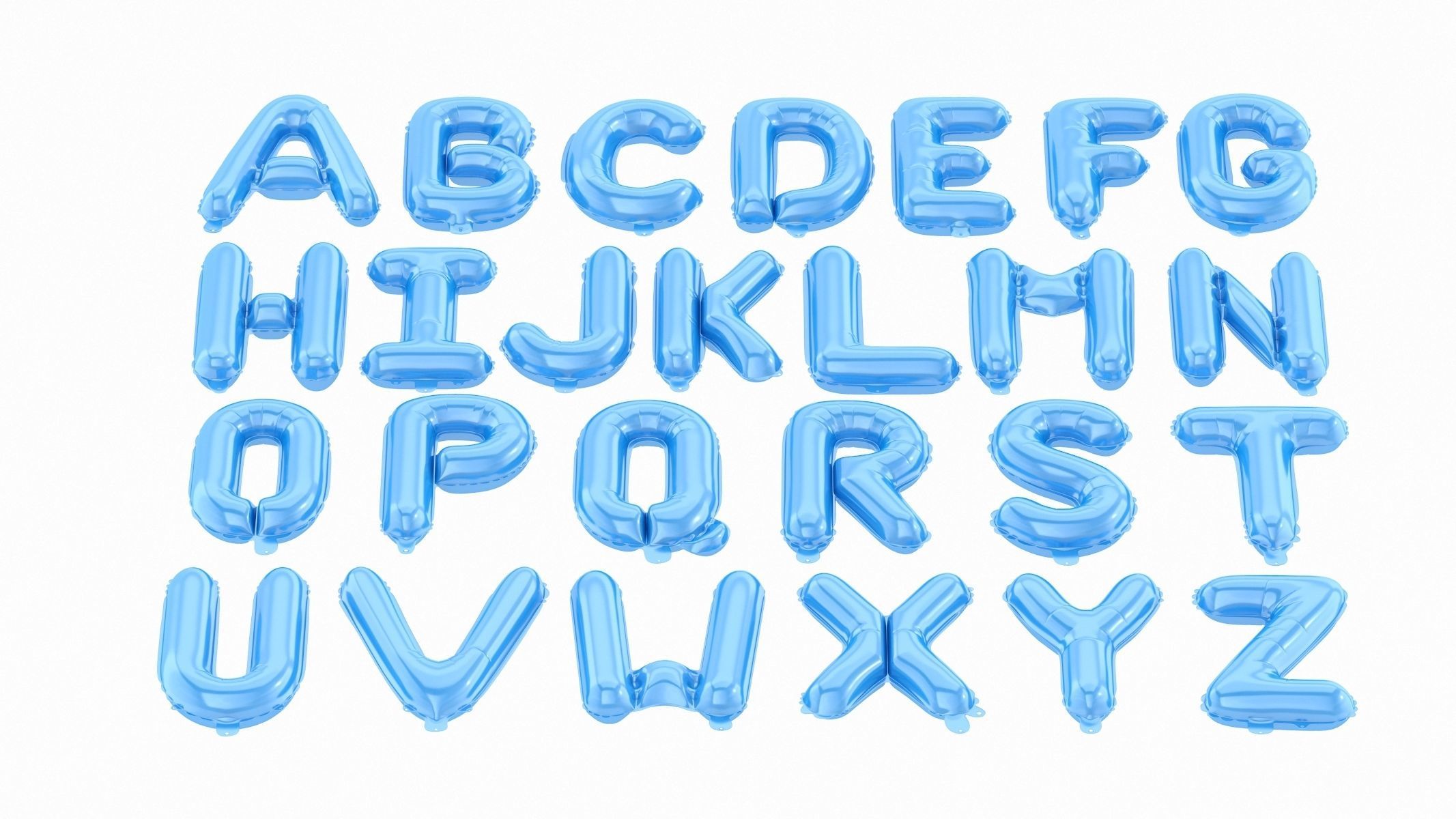 Balloon Alphabet Blue 3D model_1