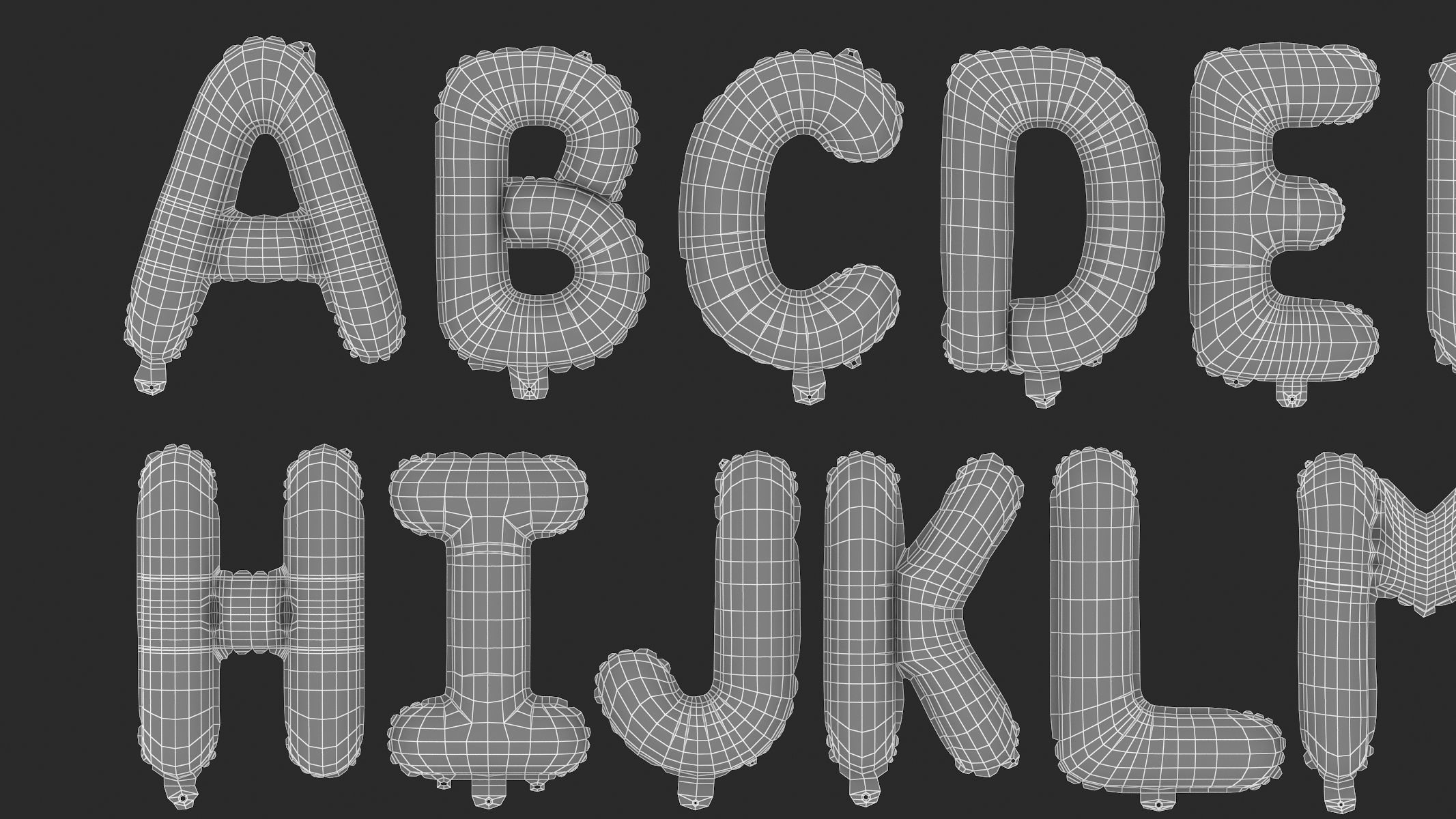 Balloon Alphabet Blue 3D model_7