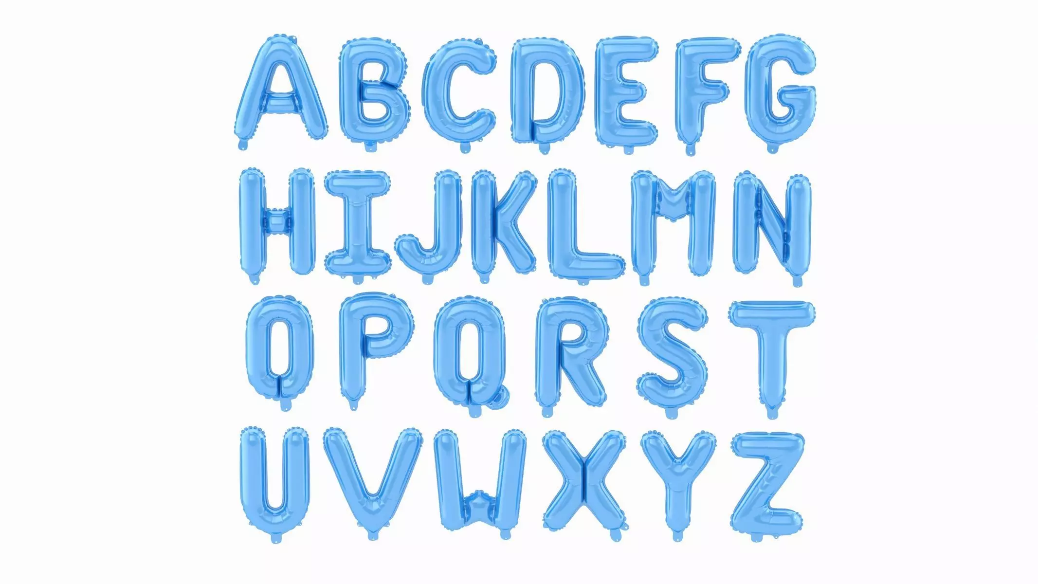 Balloon Alphabet Blue 3D model_0