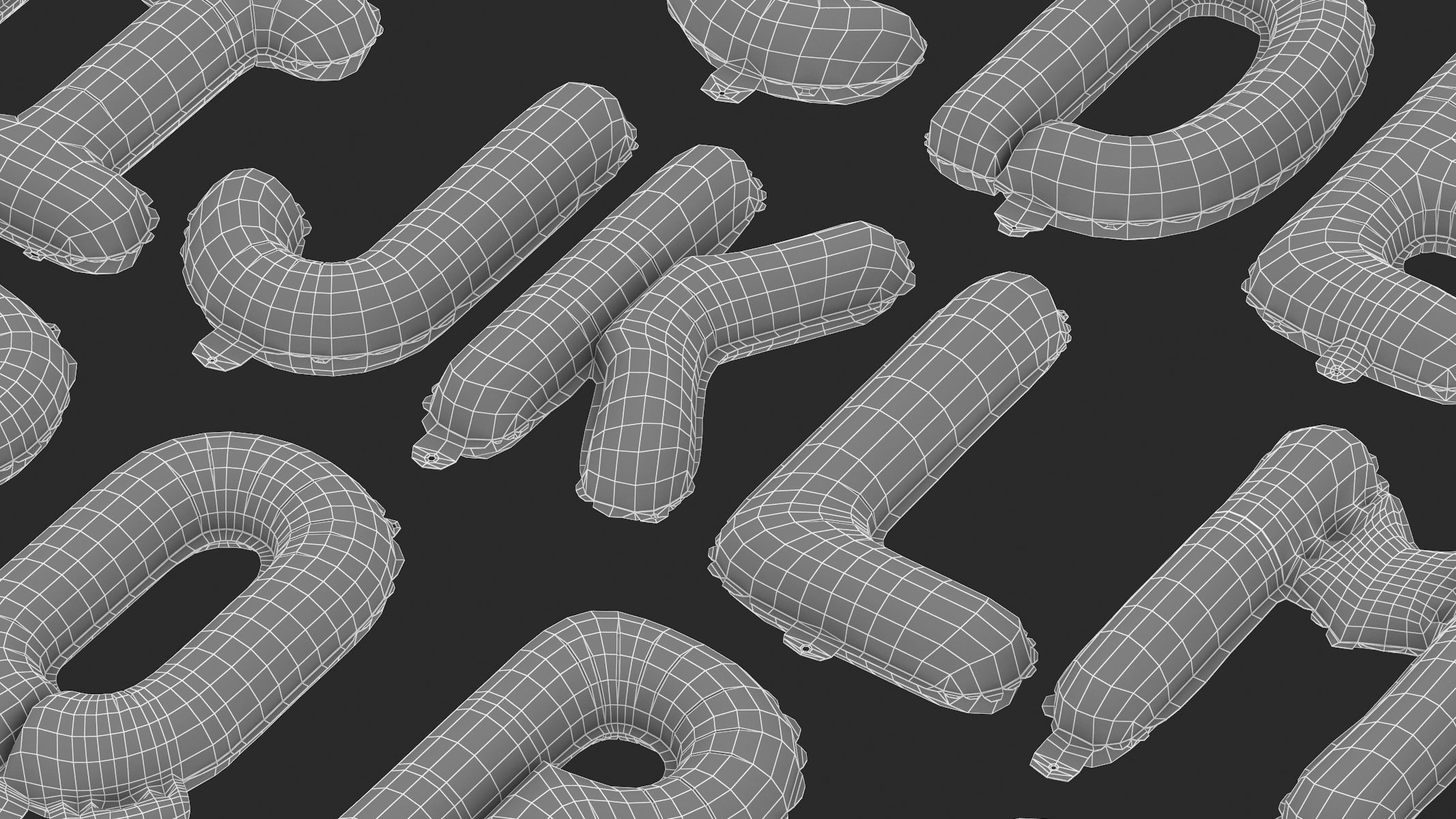 Balloon Alphabet Blue 3D model_9