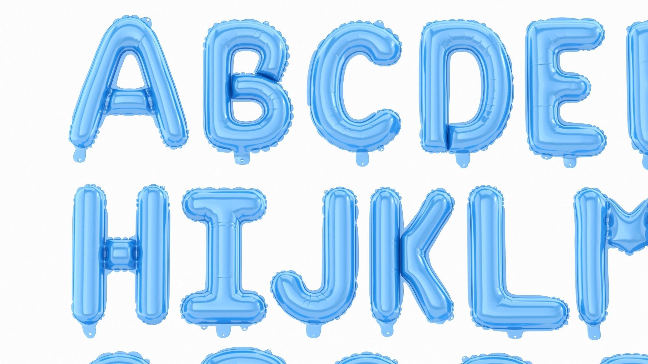 Balloon Alphabet Blue 3D model_2
