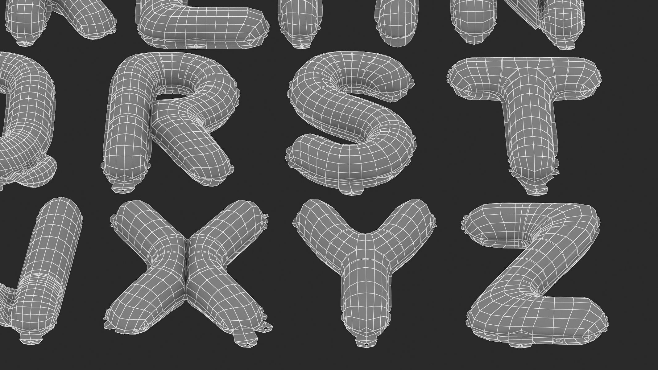 Balloon Alphabet Blue 3D model_8