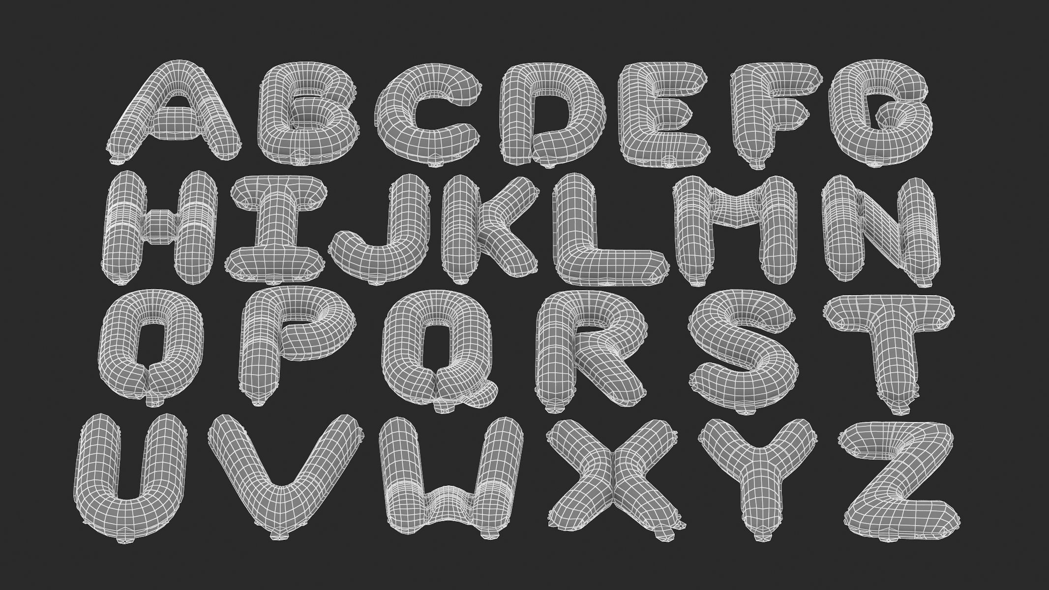 Balloon Alphabet Blue 3D model_6