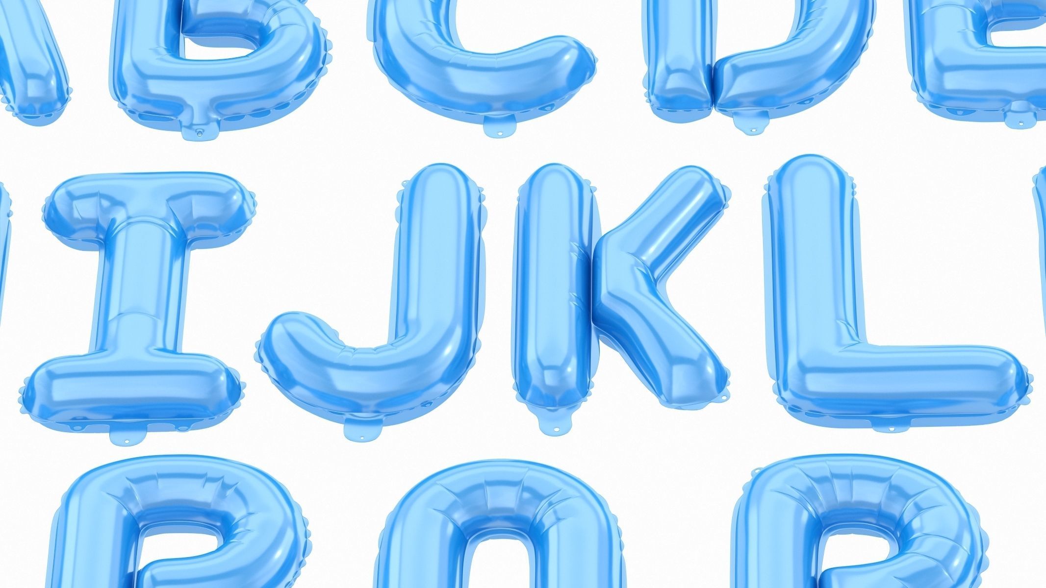 Balloon Alphabet Blue 3D model_4