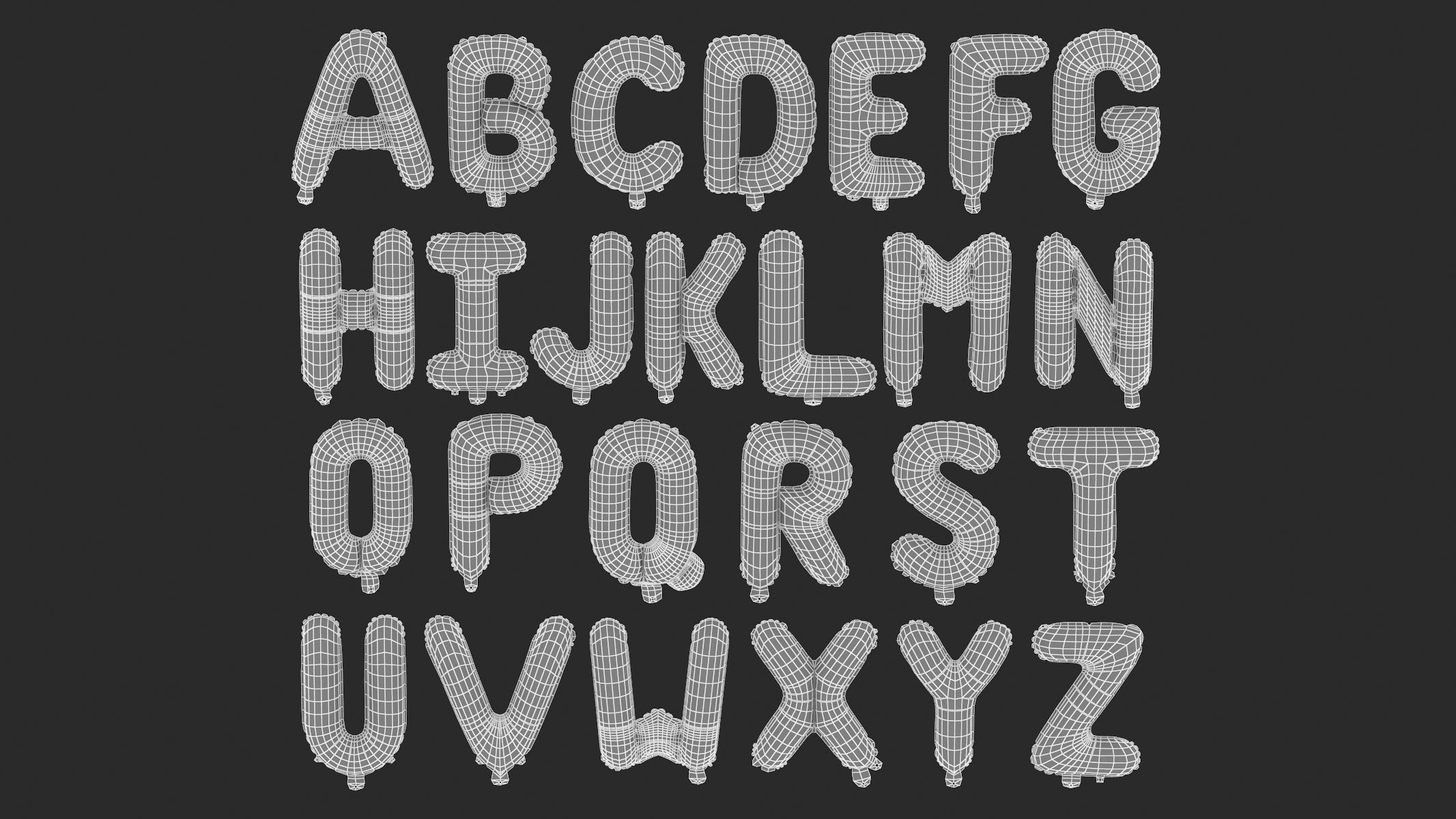 Balloon Alphabet Blue 3D model_5