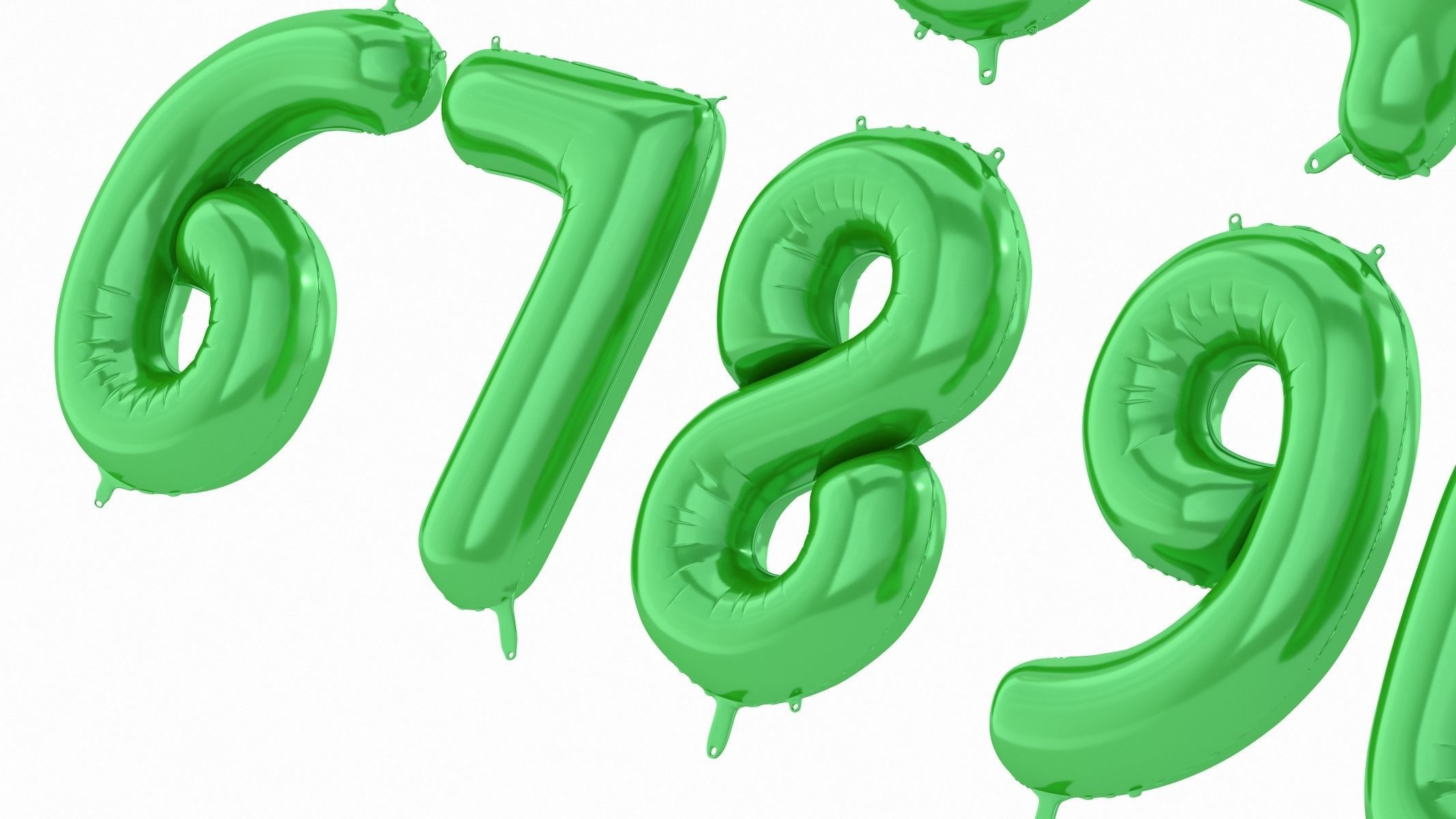 Balloon Numbers Green Color 3D model_4