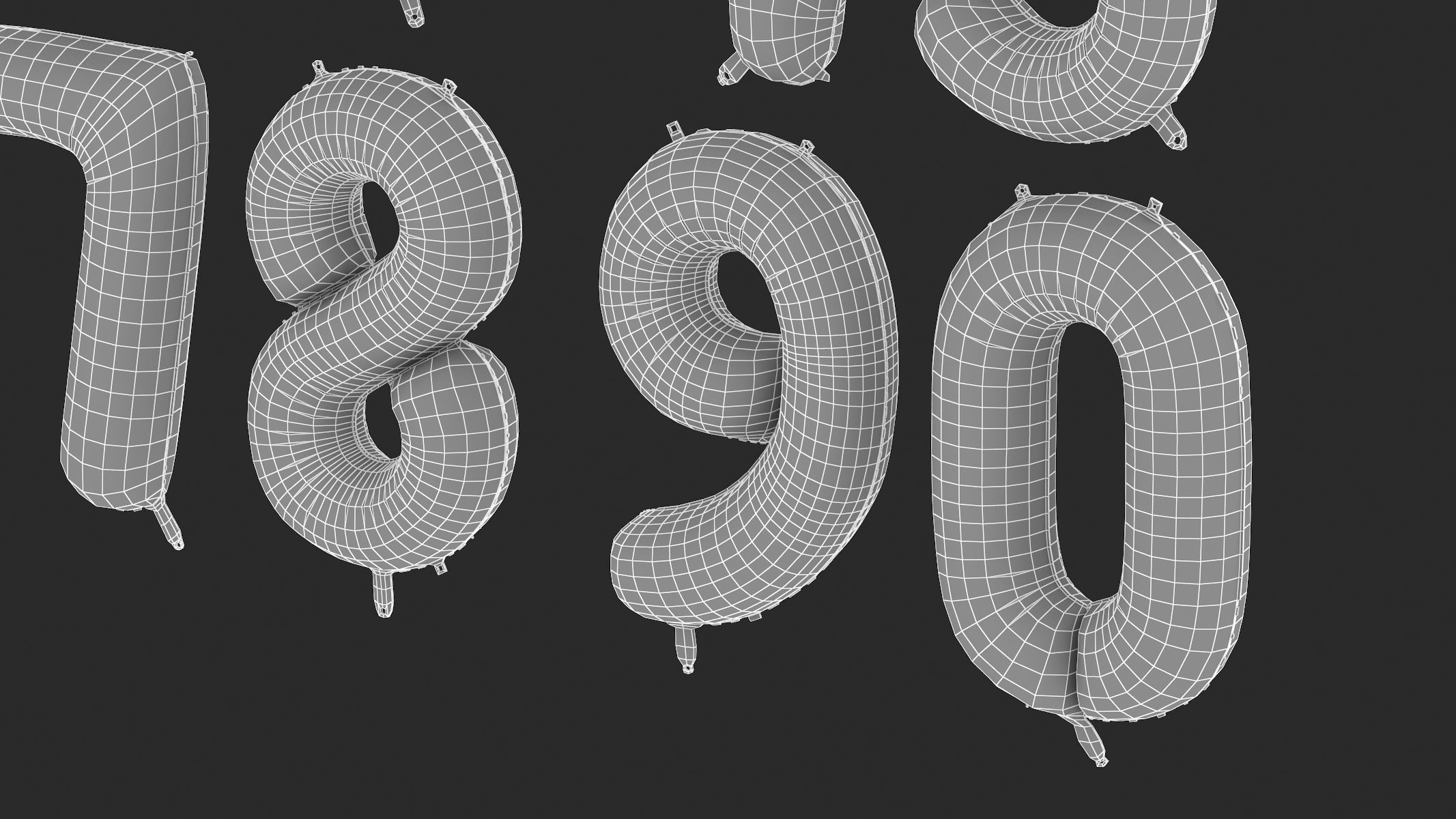 Balloon Numbers Green Color 3D model_9