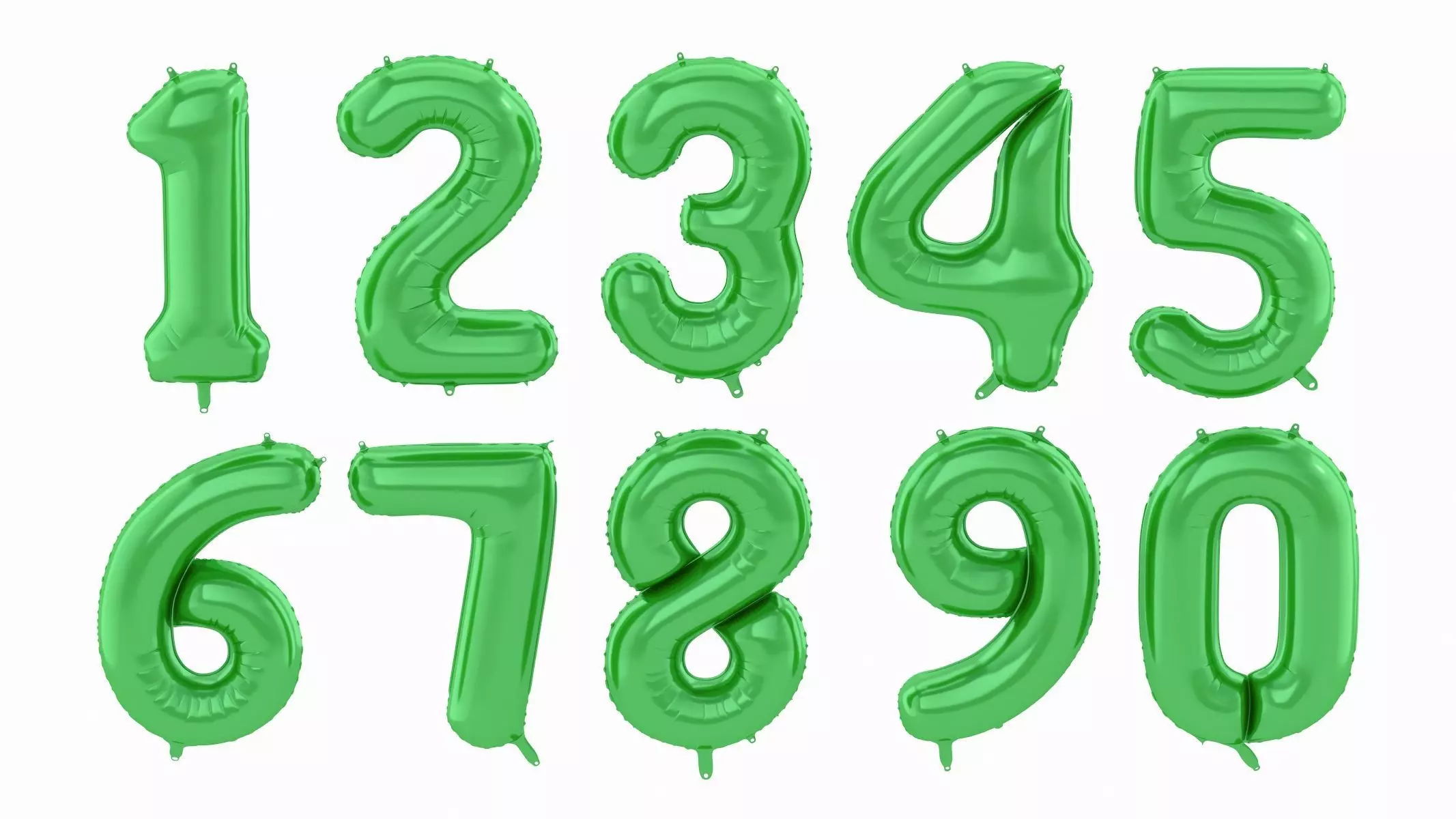 Balloon Numbers Green Color 3D model_0