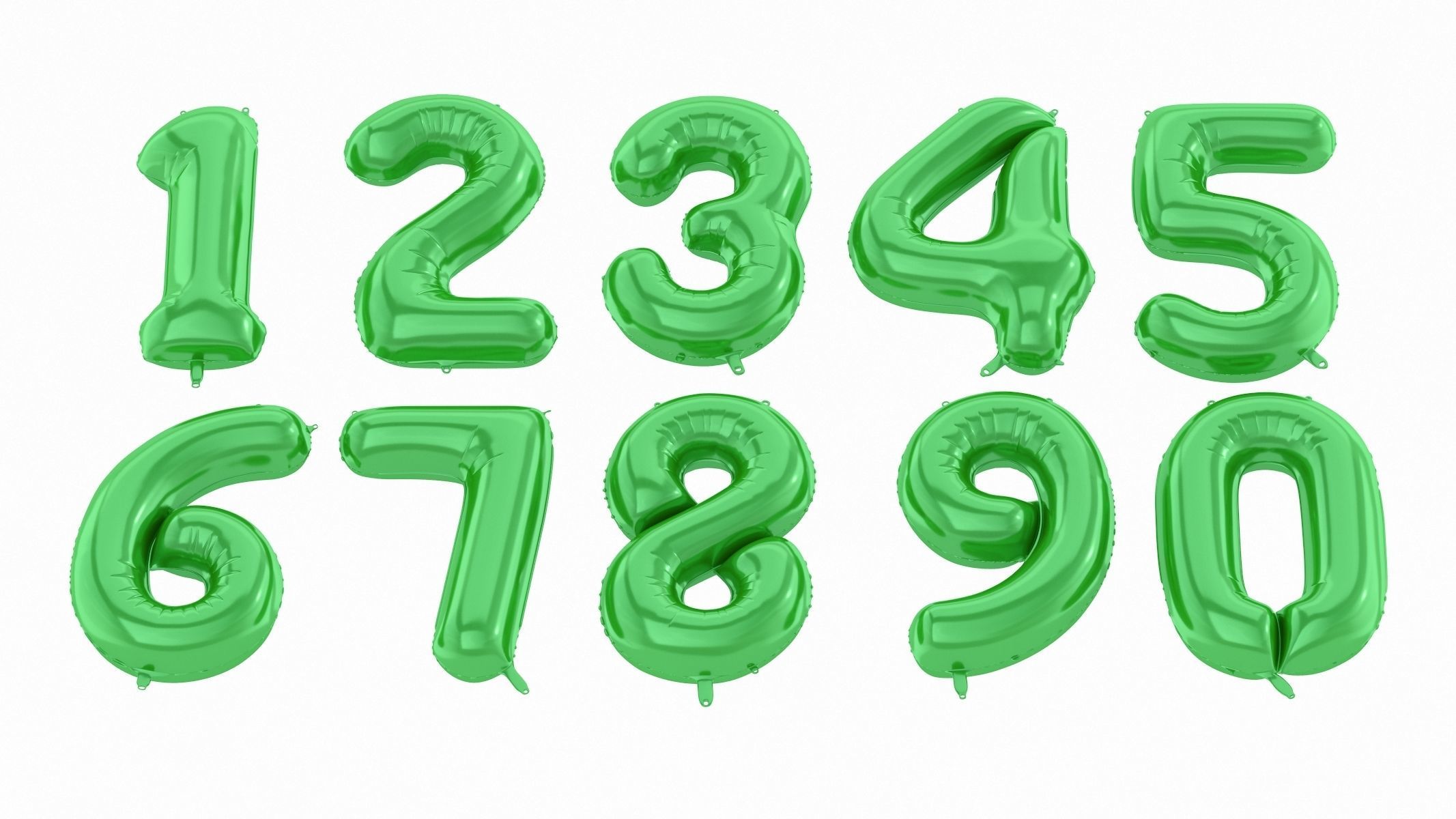 Balloon Numbers Green Color 3D model_1