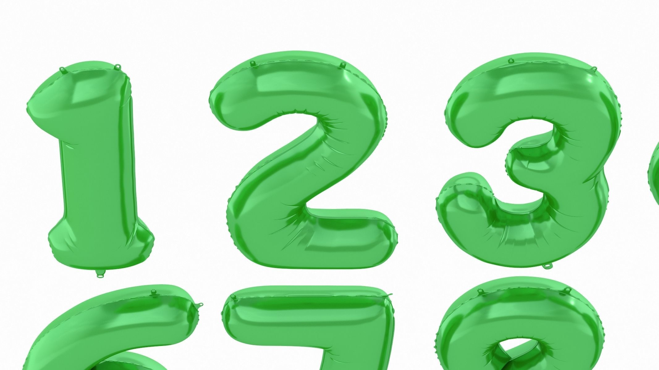 Balloon Numbers Green Color 3D model_3