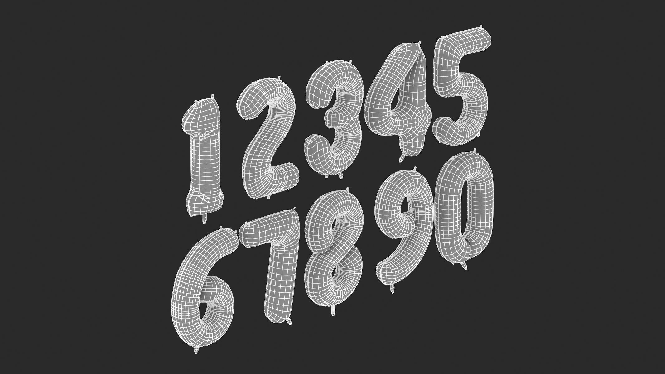 Balloon Numbers Green Color 3D model_6