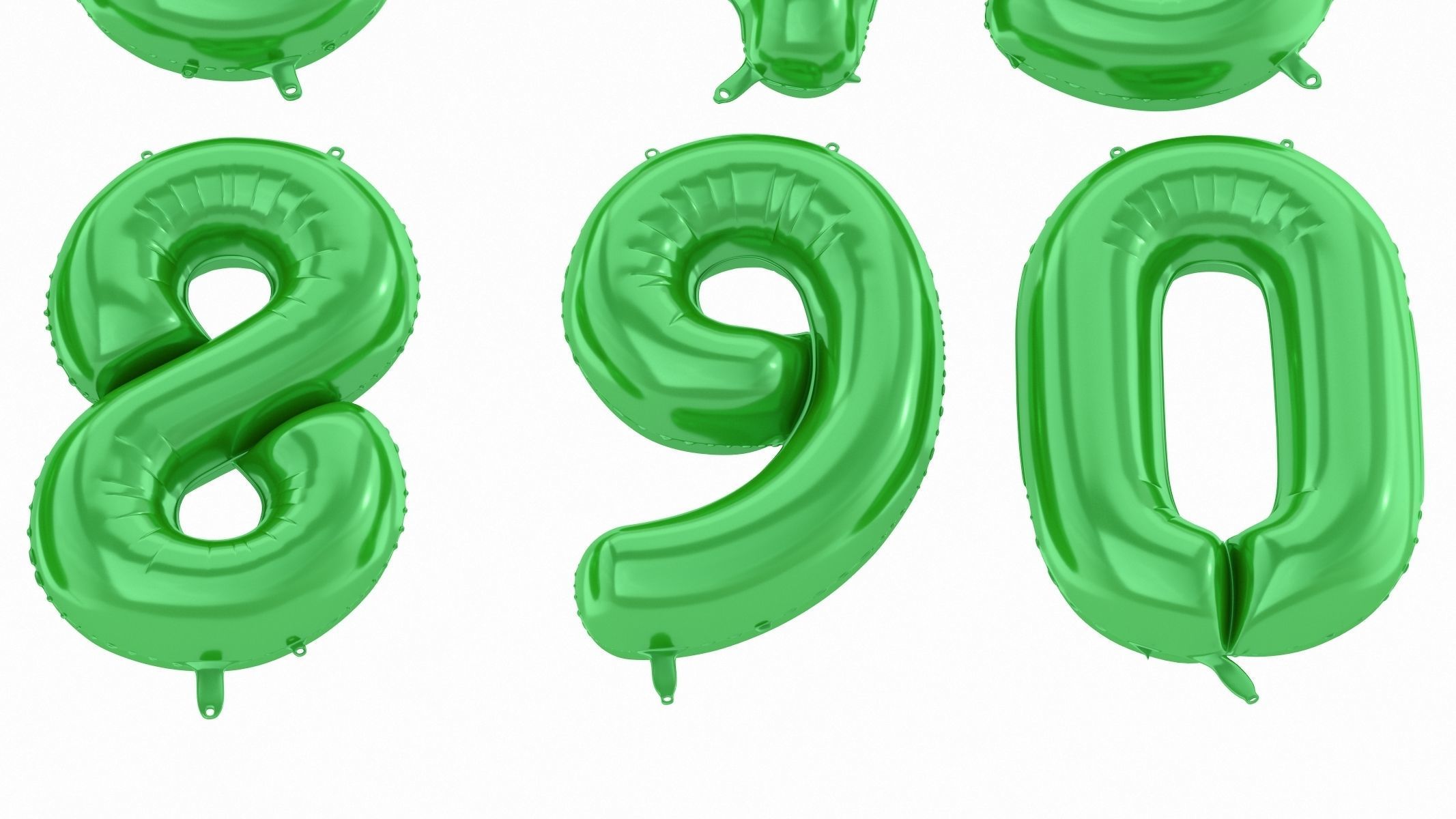 Balloon Numbers Green Color 3D model_2