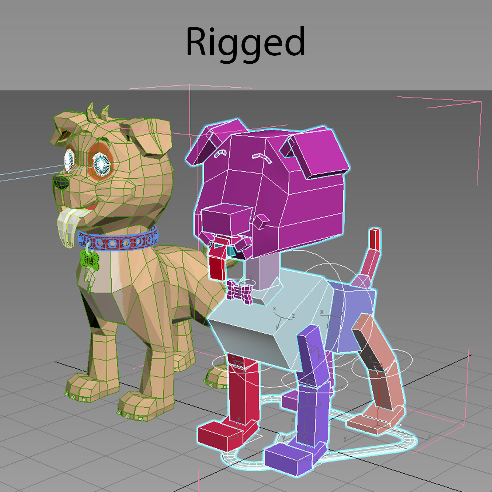 Dog cartoon 3D model Low-poly 3D model_1