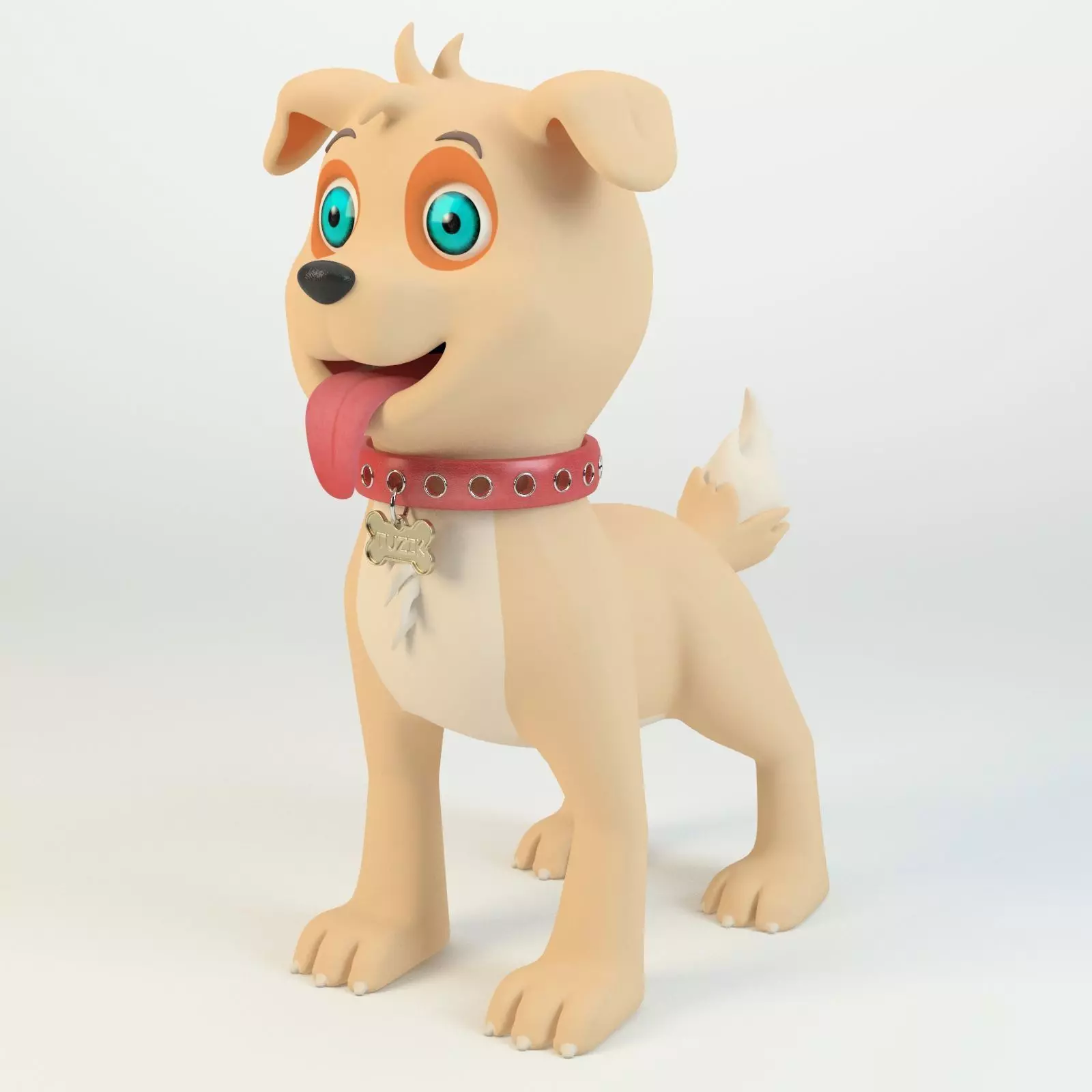 Dog cartoon 3D model Low-poly 3D model_0