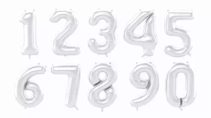 Balloon Numbers Silver Color 3D model