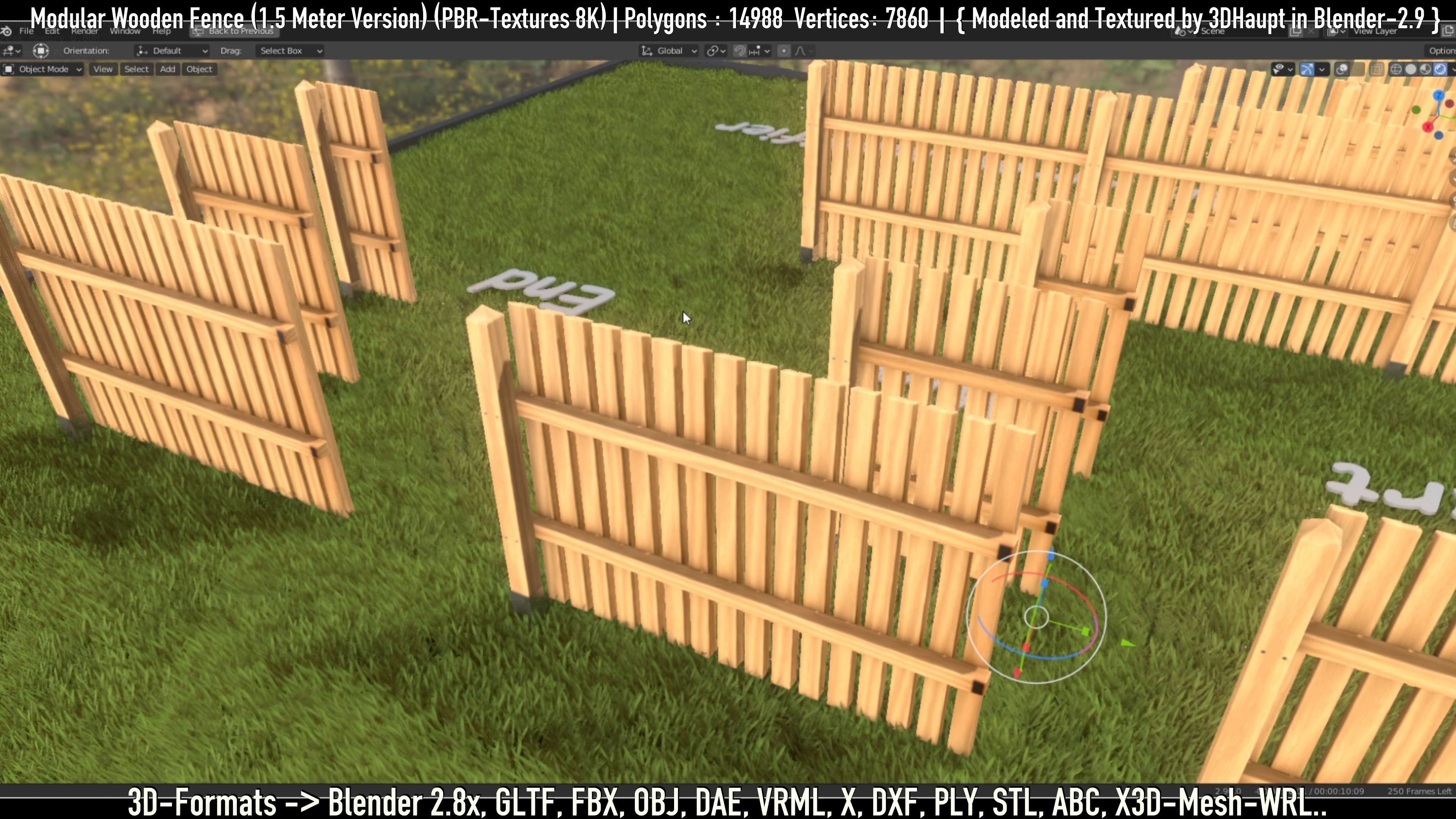 Modular Wooden Fence 1500mm Version Low-poly 3D model_31