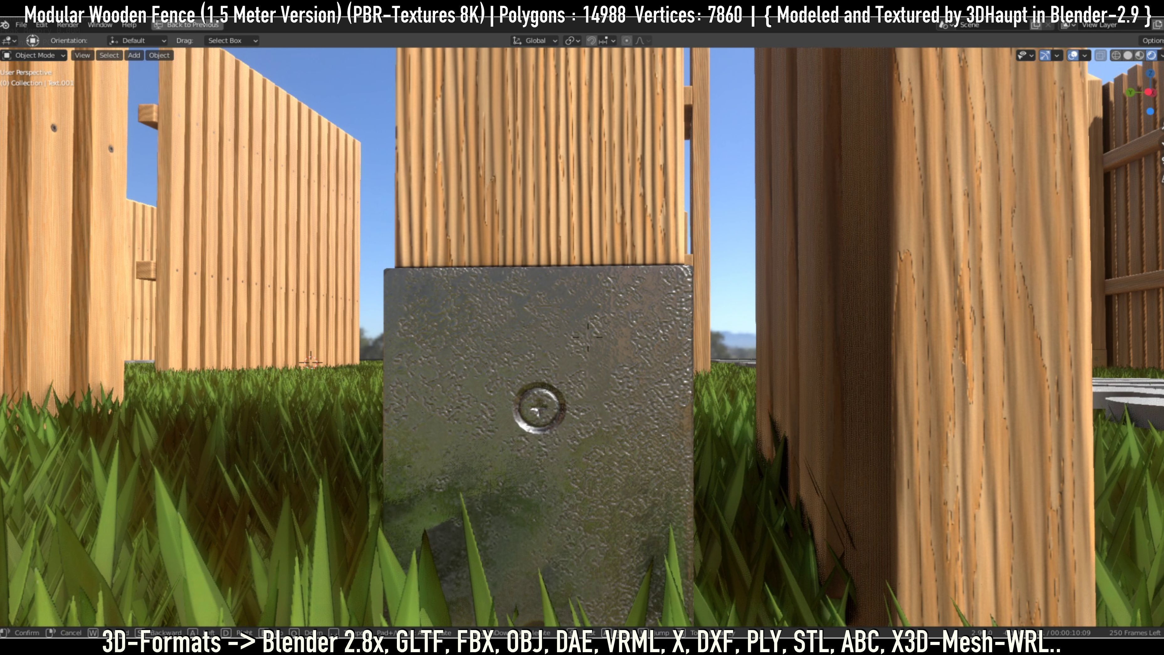 Modular Wooden Fence 1500mm Version Low-poly 3D model_59