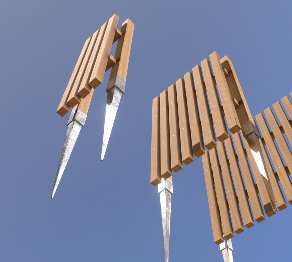 Modular Wooden Fence 1500mm Version Low-poly 3D model_4