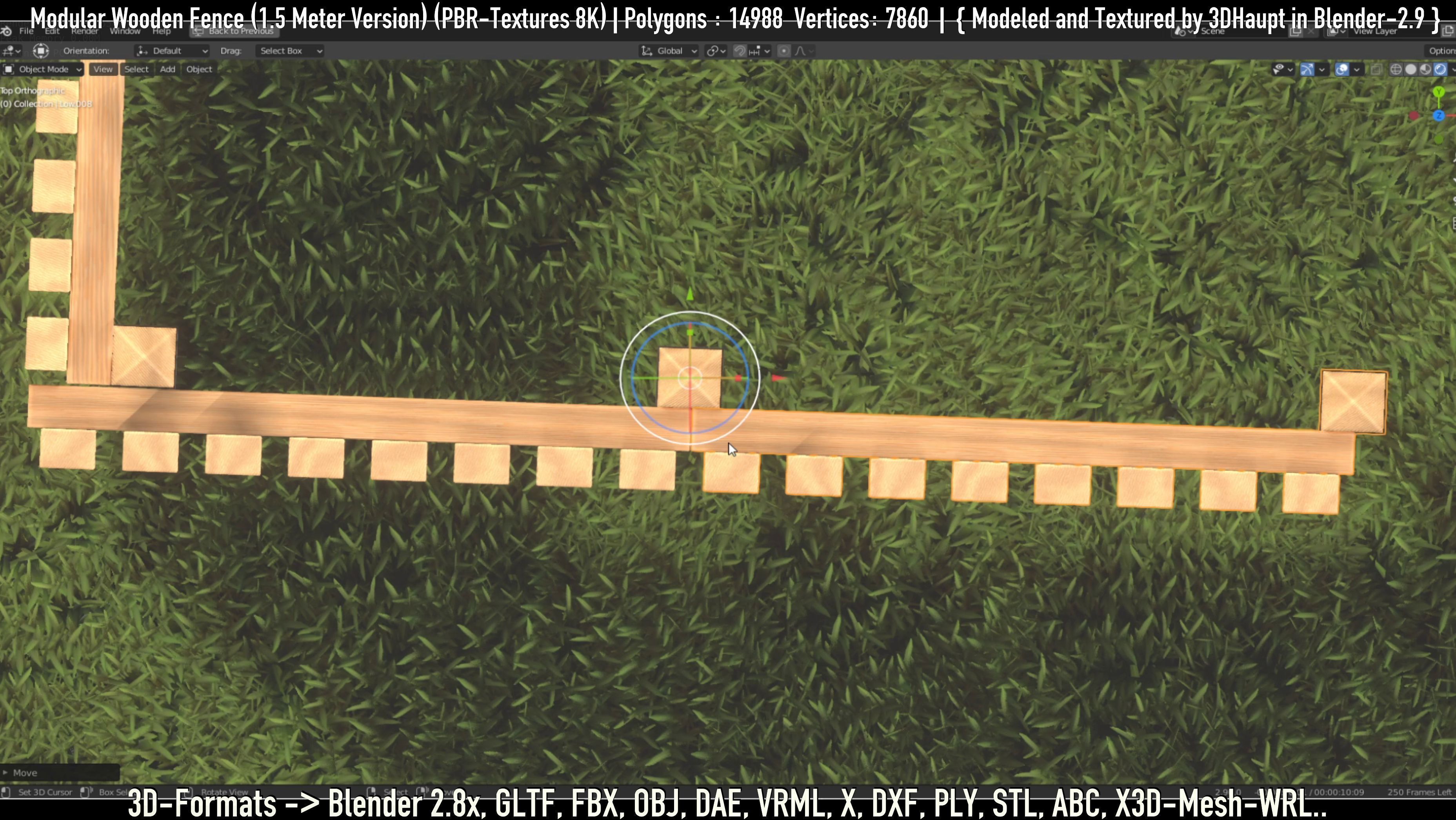 Modular Wooden Fence 1500mm Version Low-poly 3D model_77