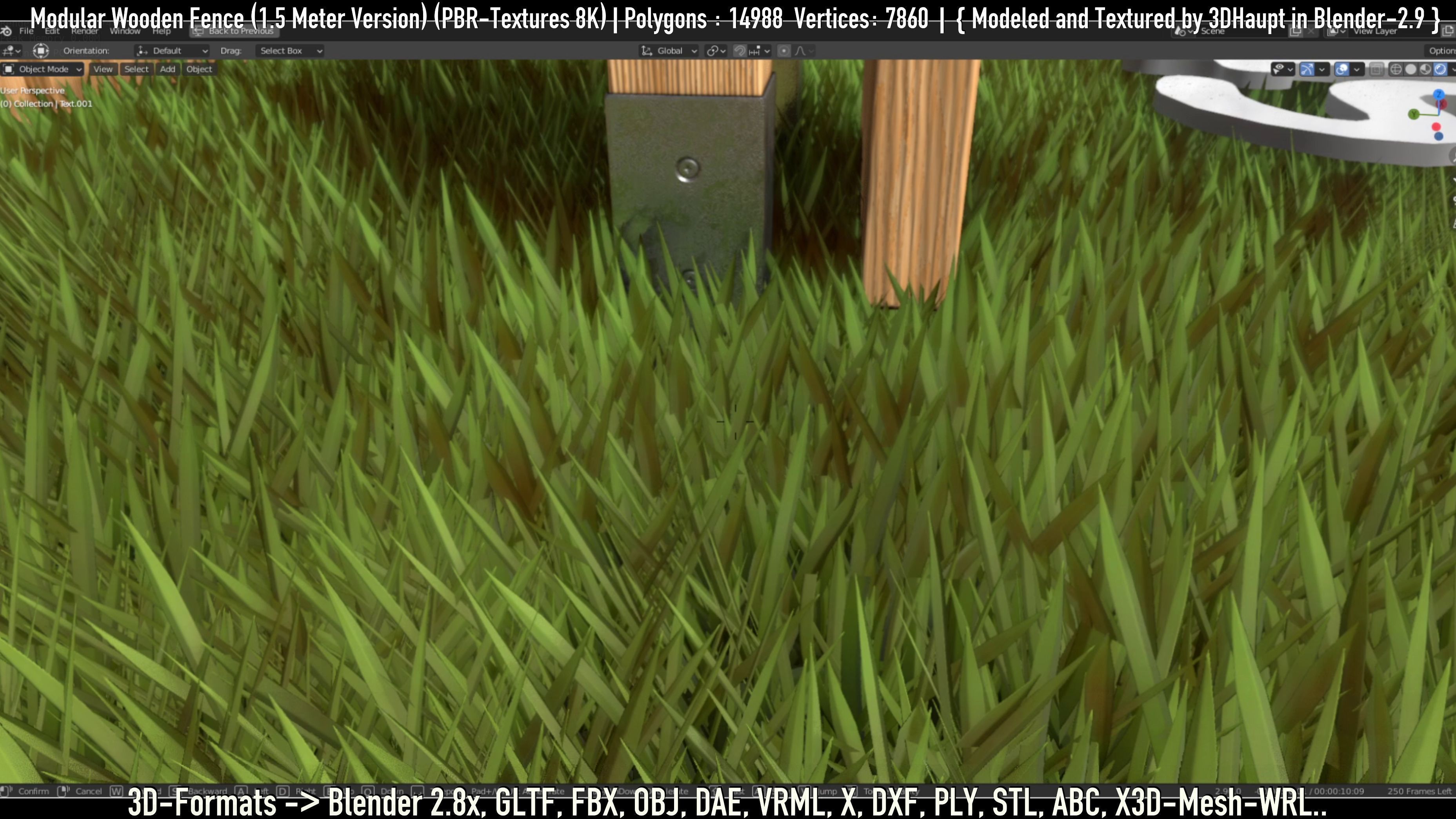 Modular Wooden Fence 1500mm Version Low-poly 3D model_57