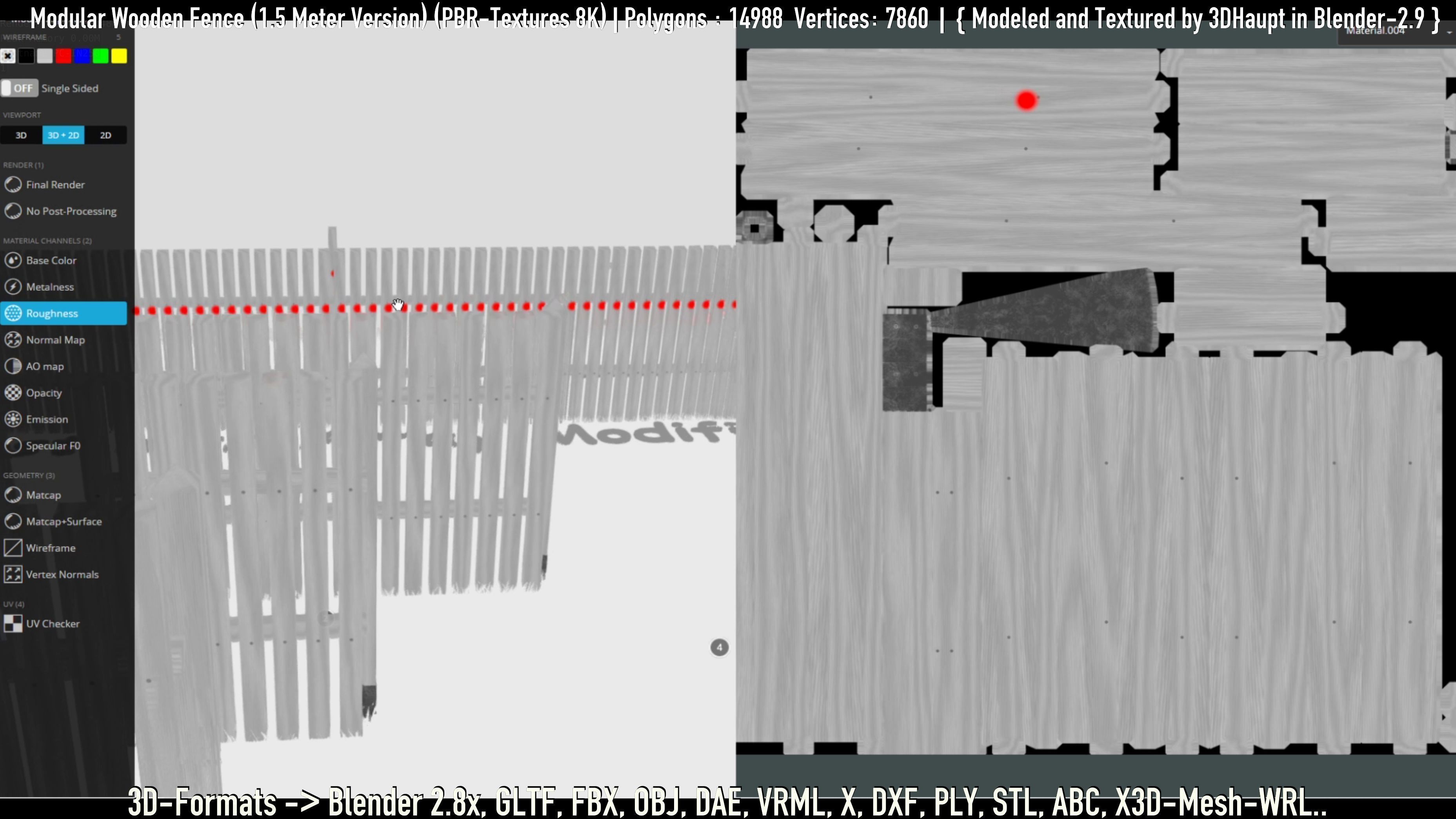 Modular Wooden Fence 1500mm Version Low-poly 3D model_34