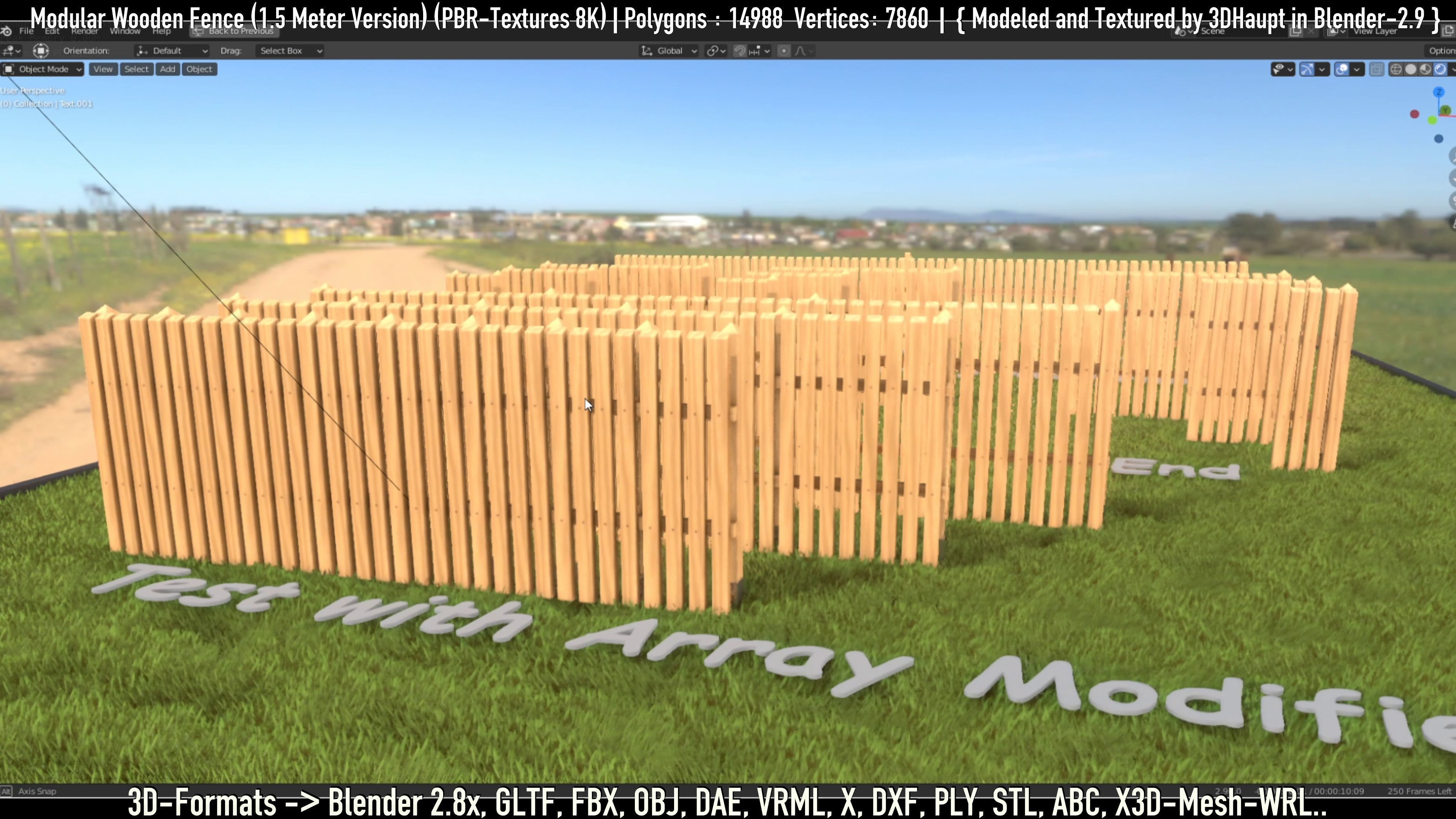 Modular Wooden Fence 1500mm Version Low-poly 3D model_10