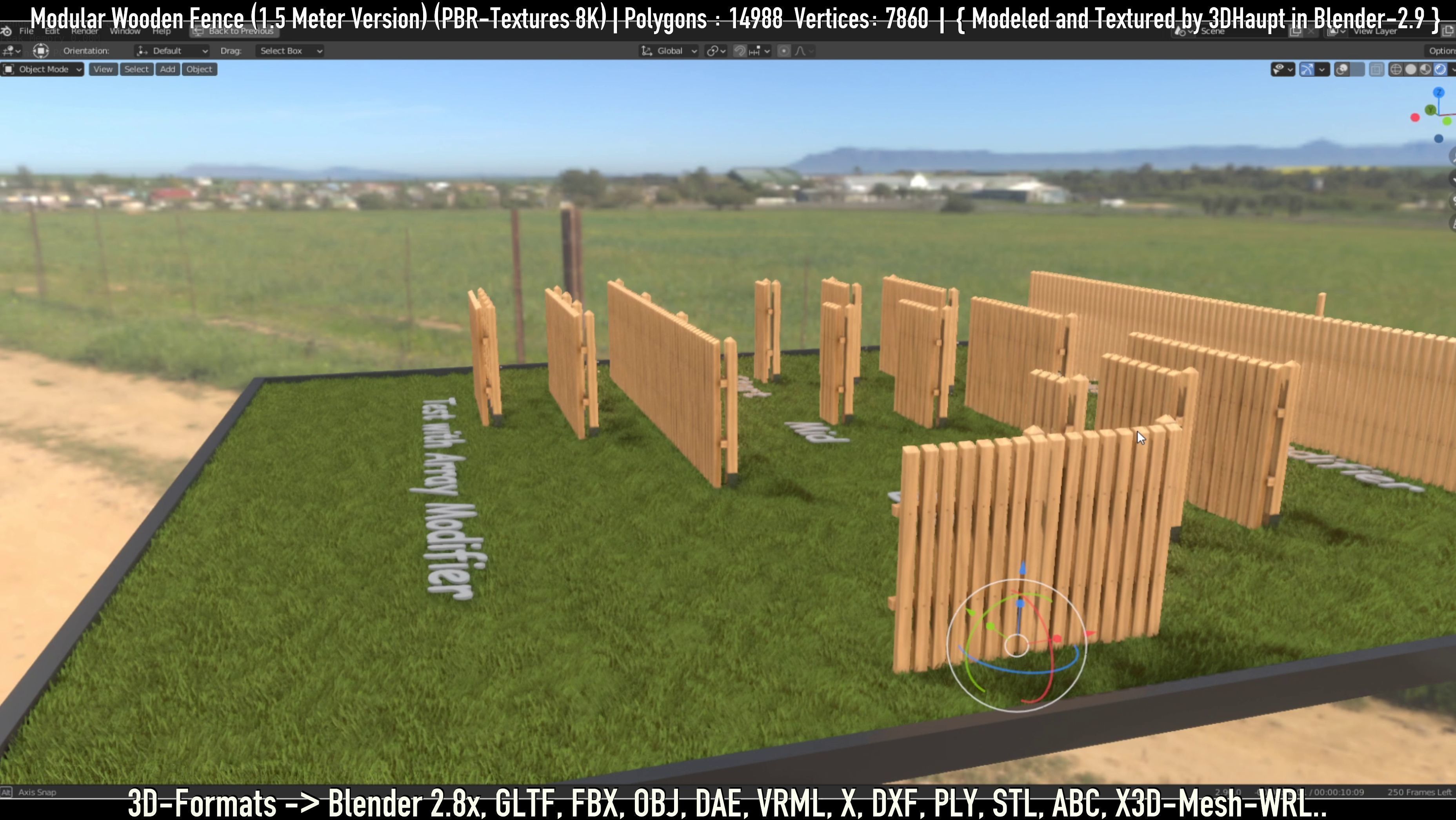 Modular Wooden Fence 1500mm Version Low-poly 3D model_43