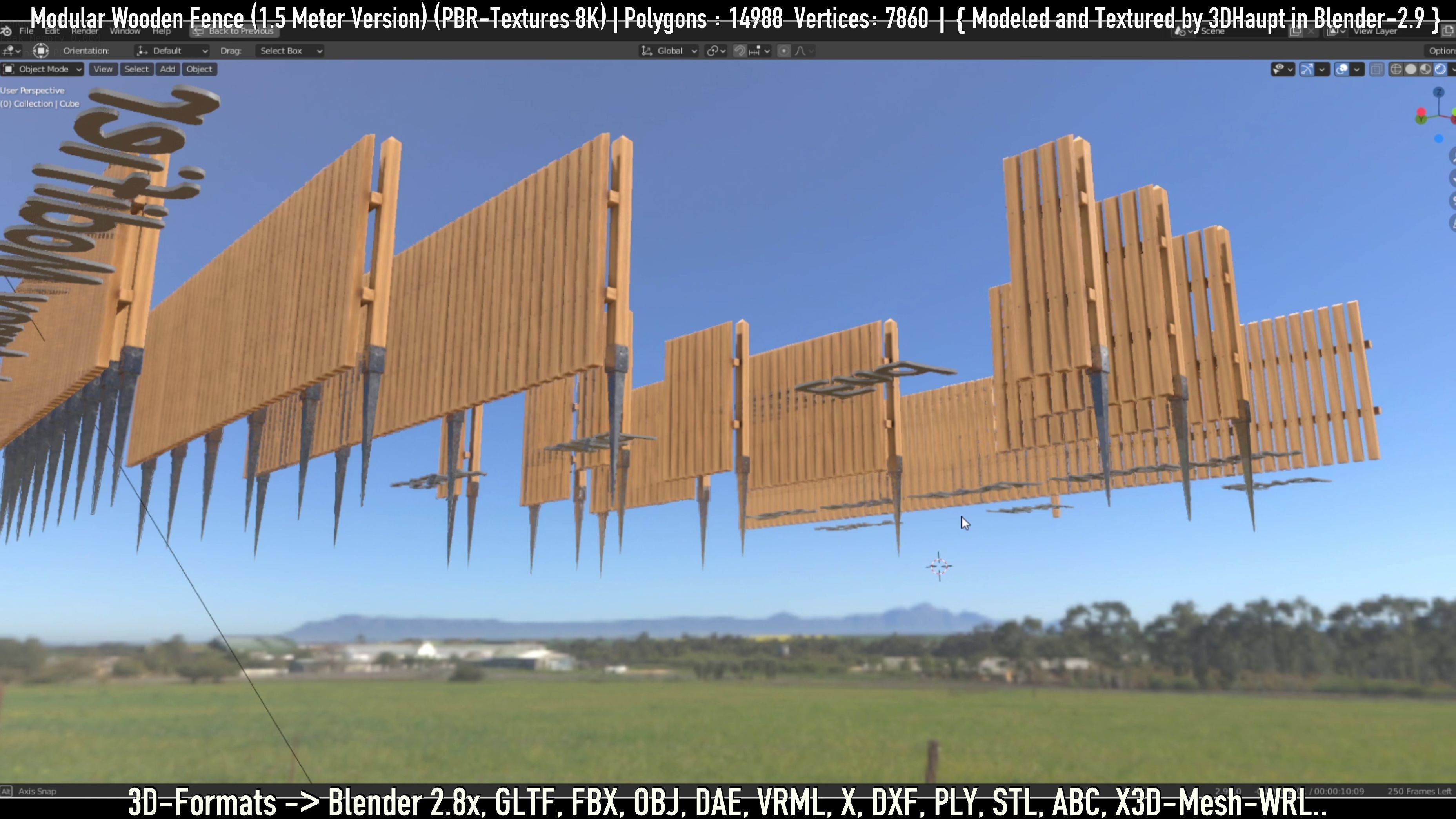 Modular Wooden Fence 1500mm Version Low-poly 3D model_71