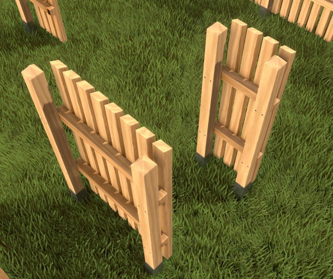 Modular Wooden Fence 1500mm Version Low-poly 3D model_3