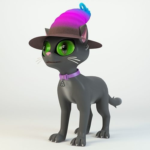 Cartoon Black Witch Cat Low-poly 3D model Low-poly 3D model